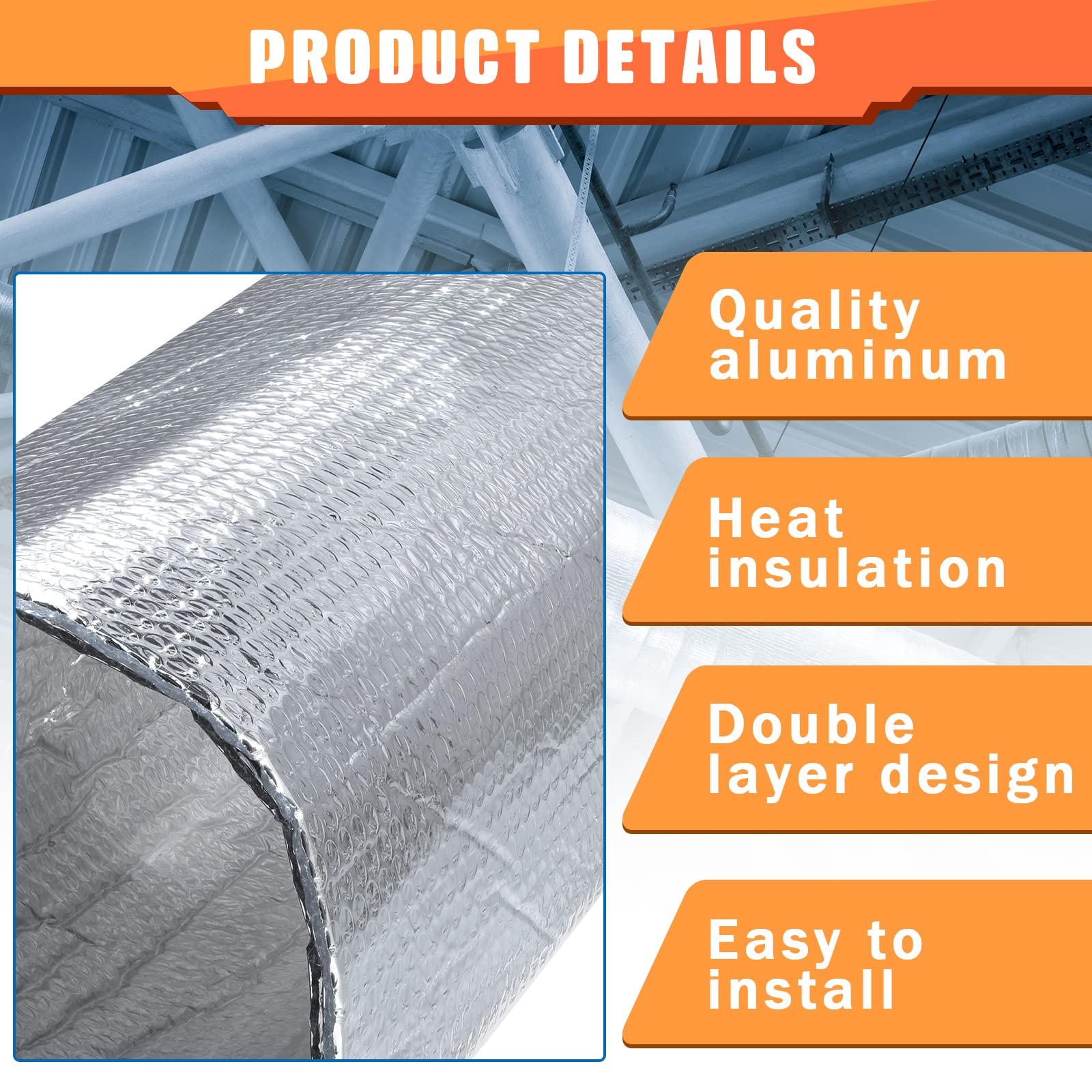 Gerrii Garage Door Insulation Kit - Double Bubble Reflective Aluminum Radiant Barrier for Thermal Insulation - Includes Adhesive Tape - Fits Garage, Greenhouse, Attics, Walls (16 Pcs, 20.5