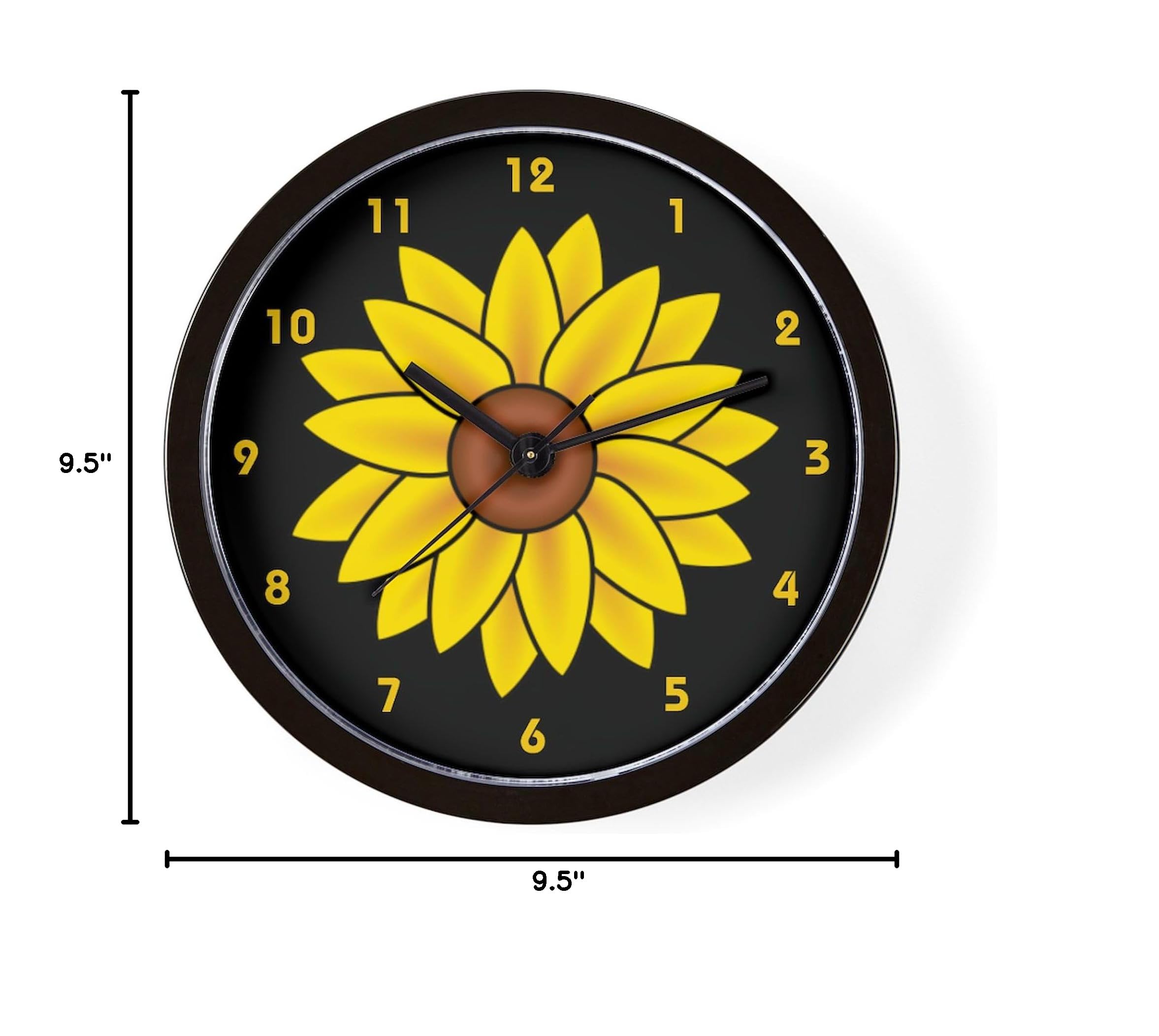 Sunflower Wall Clock 10 Inch - Decorative Clock for Living Room, Kitchen, Office & Home Decor | Perfect for Farmhouse, Boho & Rustic Style Interiors