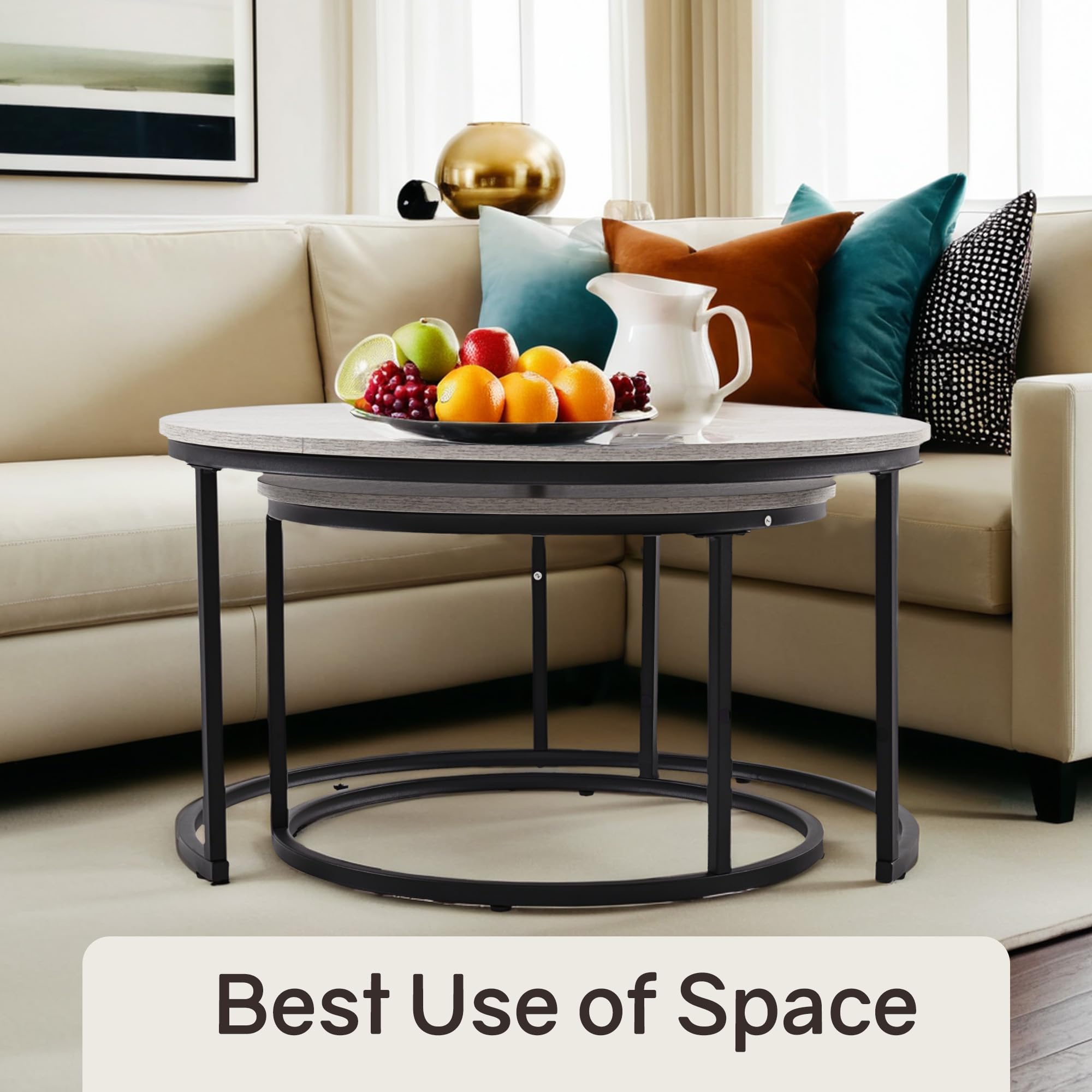 2-Piece Round Nesting Coffee Table Set - 31.5