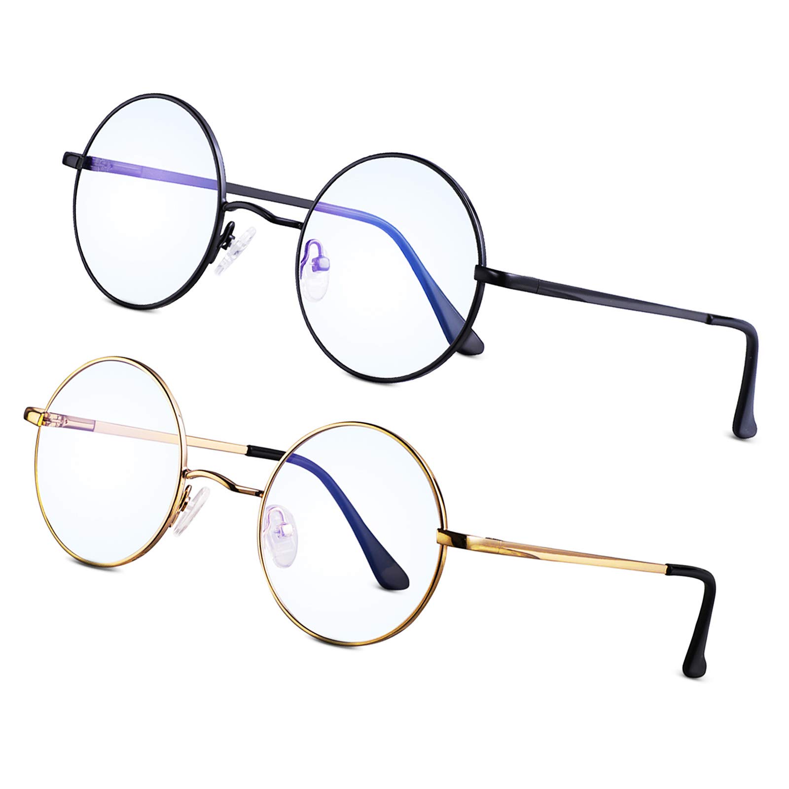 BrightLife Round Blue Light Blocking Glasses for Men & Women - Anti-Eye Strain Computer Gaming Glasses with Metal Frame | Perfect for Office Work, Screen Time & Night Driving