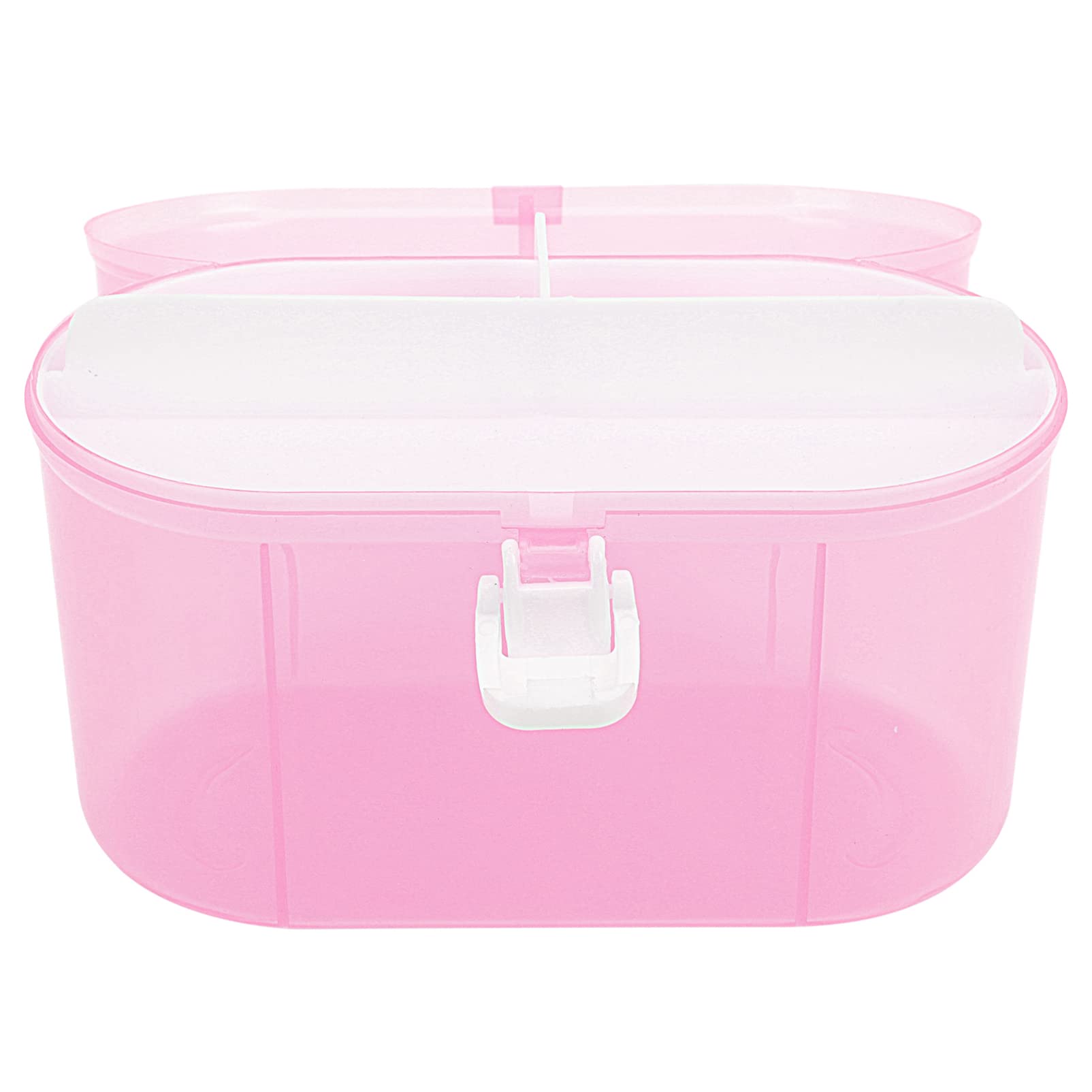 Zerodeko Clear Plastic Storage Box with Lid - Handheld Tote Organizer for Kids Toys, Office Supplies & Home Organization (Pink) | Perfect for Playroom, Classroom & Desk Organization