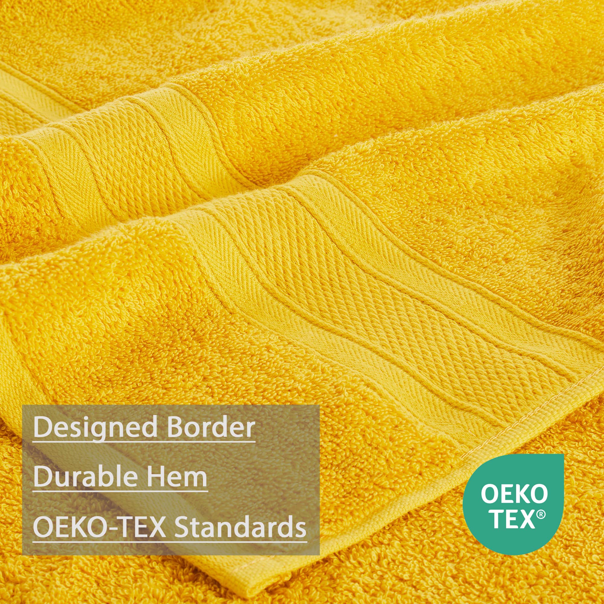 TRIDENT Soft & Plush Luxury Towel Set - 100% Cotton Bath & Hand Towels (6-Piece, Mustard Yellow) | Ultra Absorbent for Spa, Hotel & Home Bathroom Use