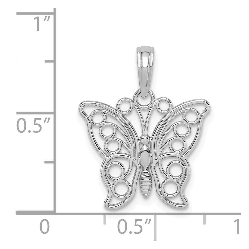 14K White Gold White Butterfly Filigree Wings Pendant - Elegant Jewelry Gift for Women, Perfect for Birthday, Anniversary & Special Occasions