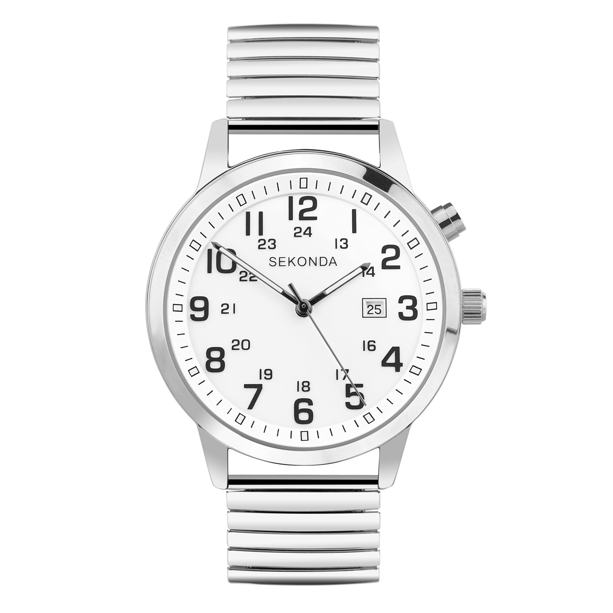 Sekonda Easy Reader Men's 46mm White Analog Date Quartz Watch with Stainless Steel Band - Perfect for Business, Casual Wear & Everyday Use