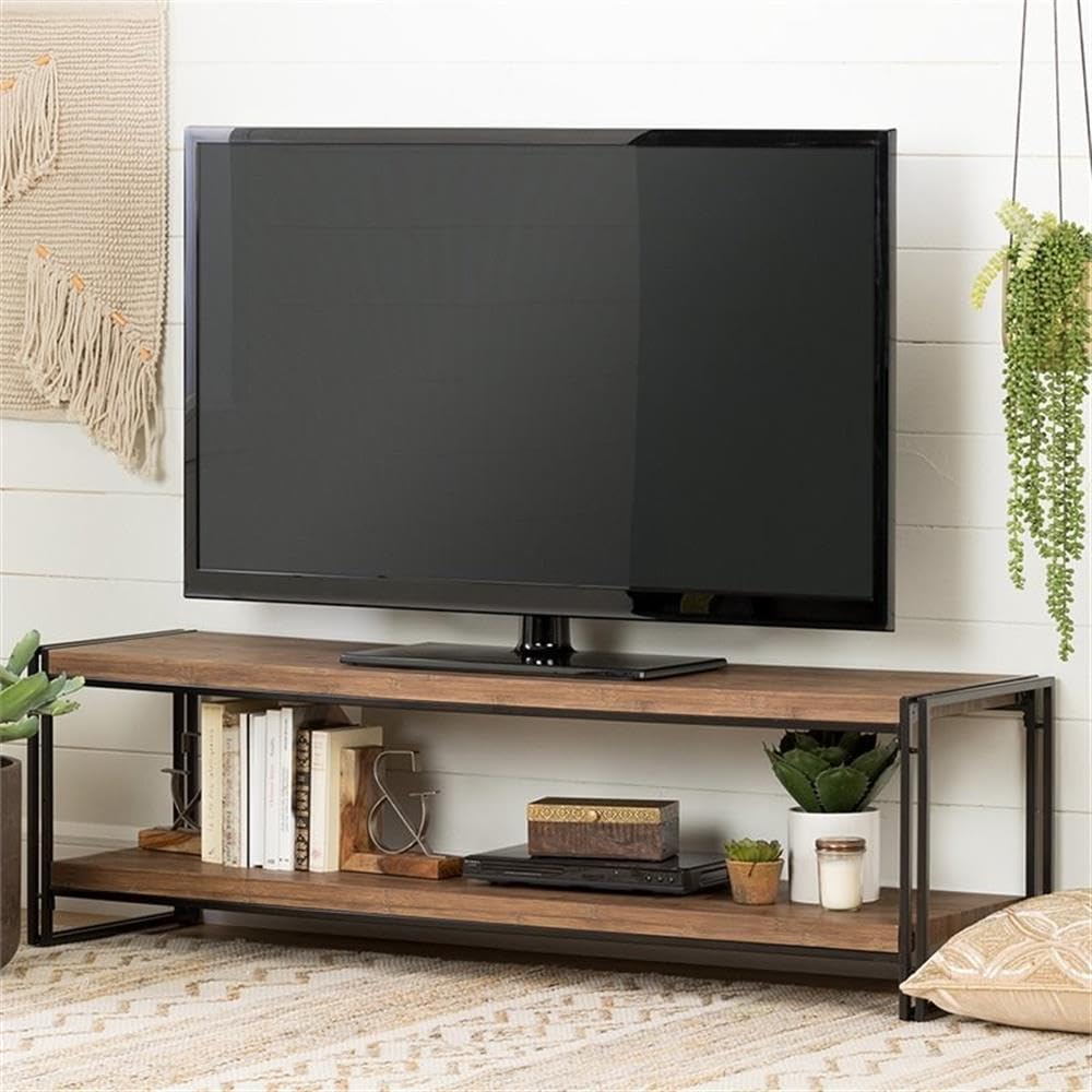 Rustic Bamboo TV Stand and Coffee Table 2-Piece Set for Living Room | Modern Home Entertainment Furniture | Perfect for Small Spaces & Apartment Decor