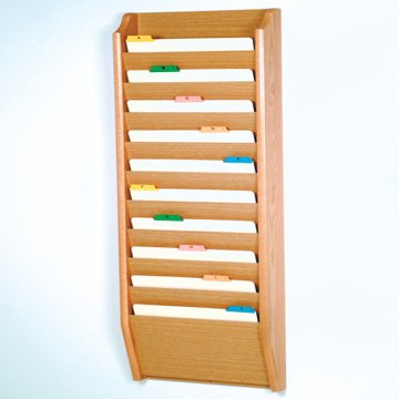 10-Pocket Light Oak Legal Size File Holder - Organize Documents, Folders, and Papers for Office, Home, or School Use