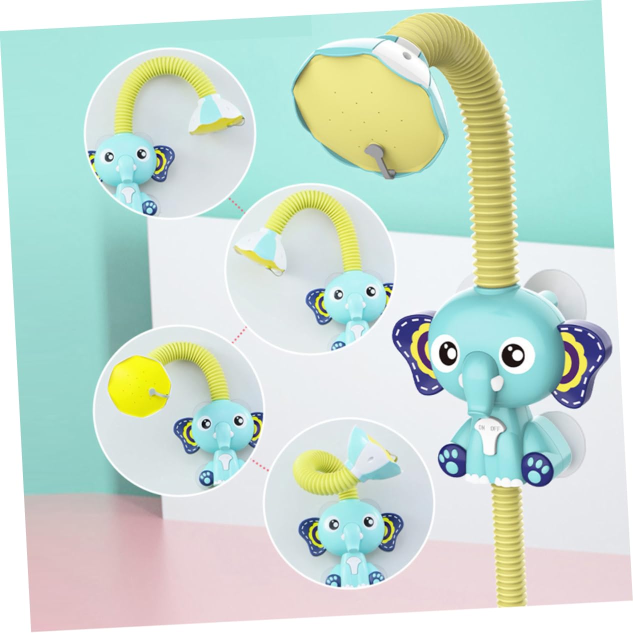 VICASKY 3-Piece Electric Elephant Shower Fountain Toy Set - Bathtub Water Sprayer for Kids, Fun Bath Time Water Play Toys for Toddlers & Children - Perfect for Indoor & Outdoor Bathing, Pool, and Beach Activities