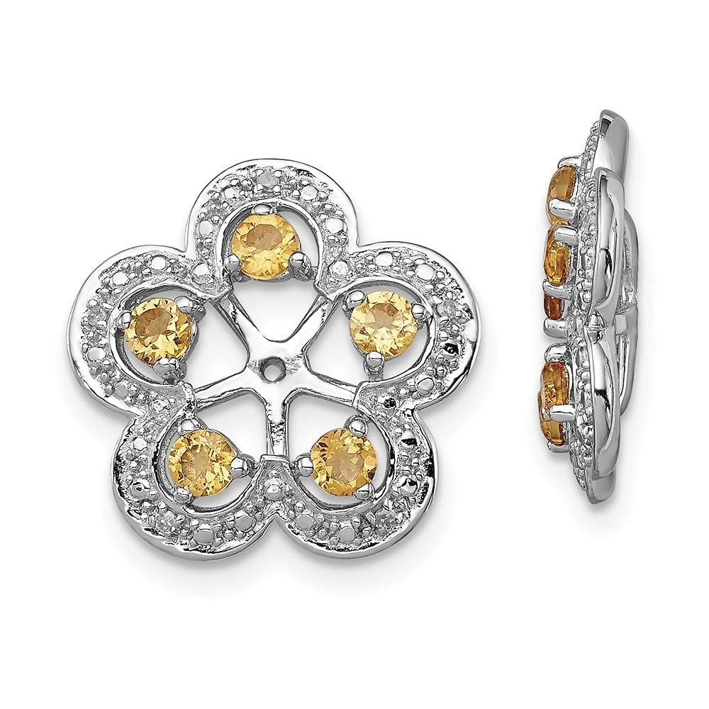 14K Sterling Silver Rhodium Plated Gemstone & Diamond Earring Jackets for Women – Elegant Fine Jewelry for Parties, Weddings & Special Occasions