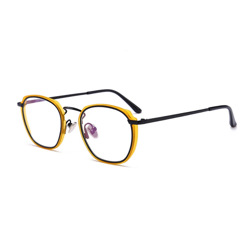 Stylish Aimee Unisex Full Rim Polygon Square Acetate Alloy Eyeglasses Frame 54137 - Perfect for Work, Reading & Fashion Accessories