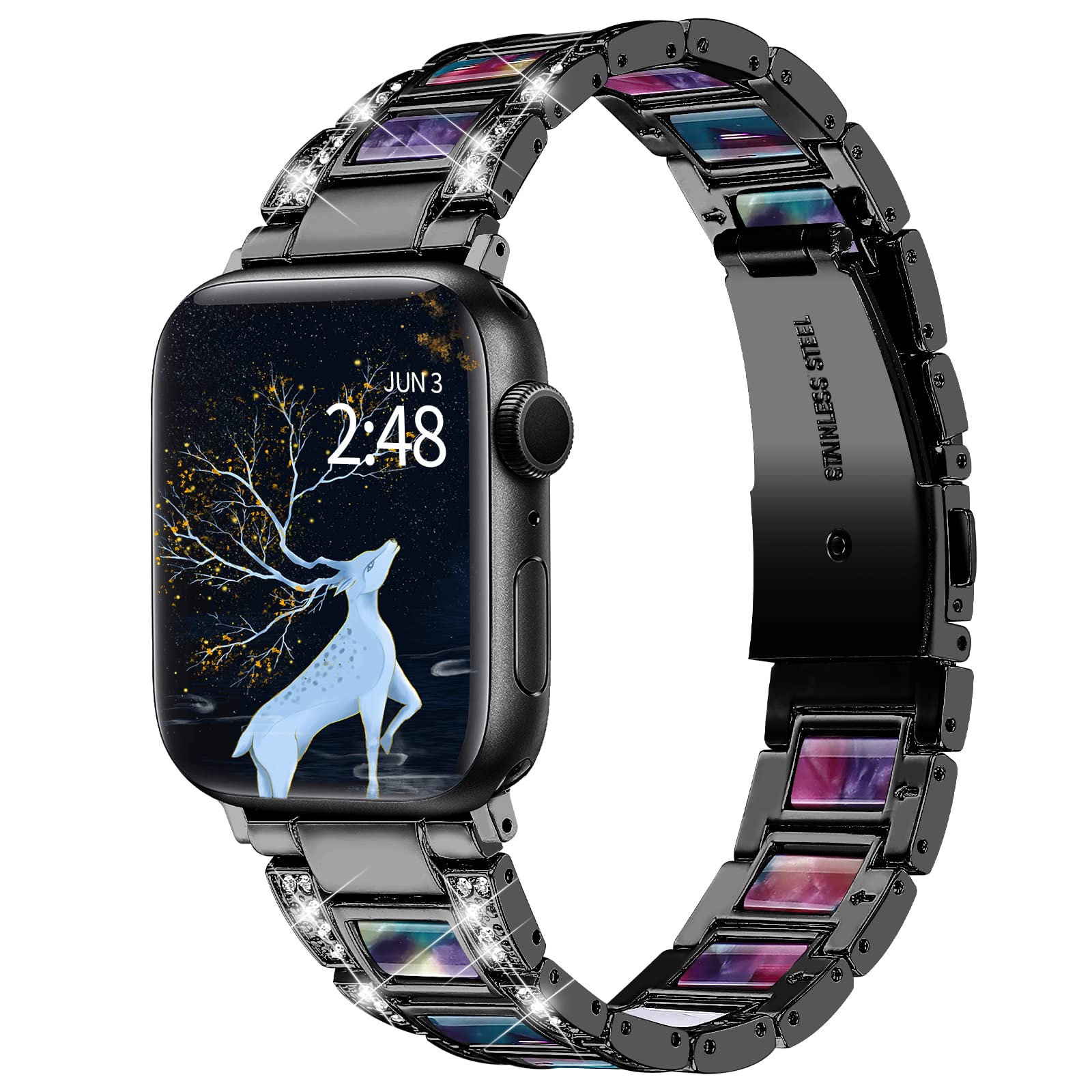 BEIZIYE Ultra-Thin Lightweight Resin Watch Band Compatible with Apple Watch Ultra/Series 8/7/6/5/4/3/2/1/SE (38mm-49mm) - Stylish Durable Wrist Strap for Women & Men - Perfect for Workouts, Running, Swimming & Everyday Wear