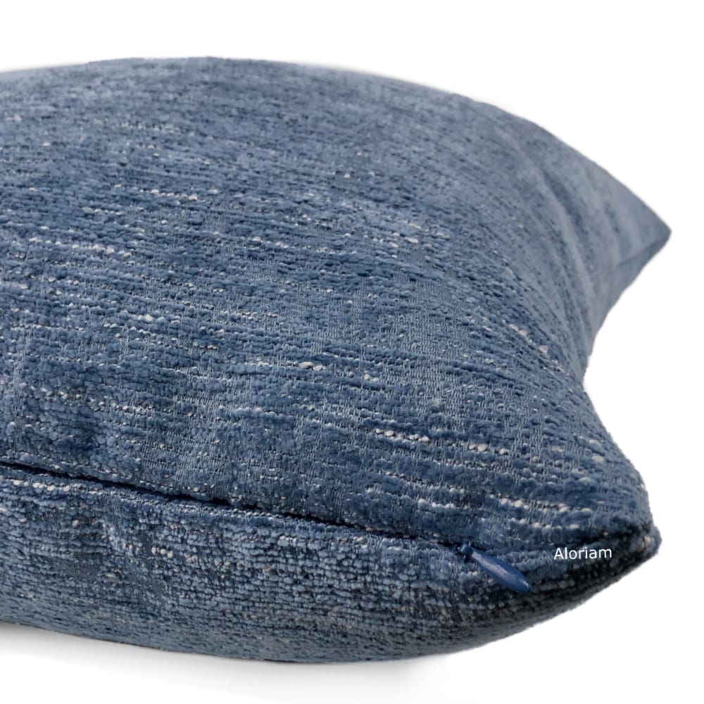 Knox Stonewash Blue Slub Textured Chenille Pillow Cover - Soft Decorative Throw Pillow Case for Sofa, Bed & Couch (Fabric by the Yard Option Available) - Perfect for Living Room, Bedroom & Home Decor