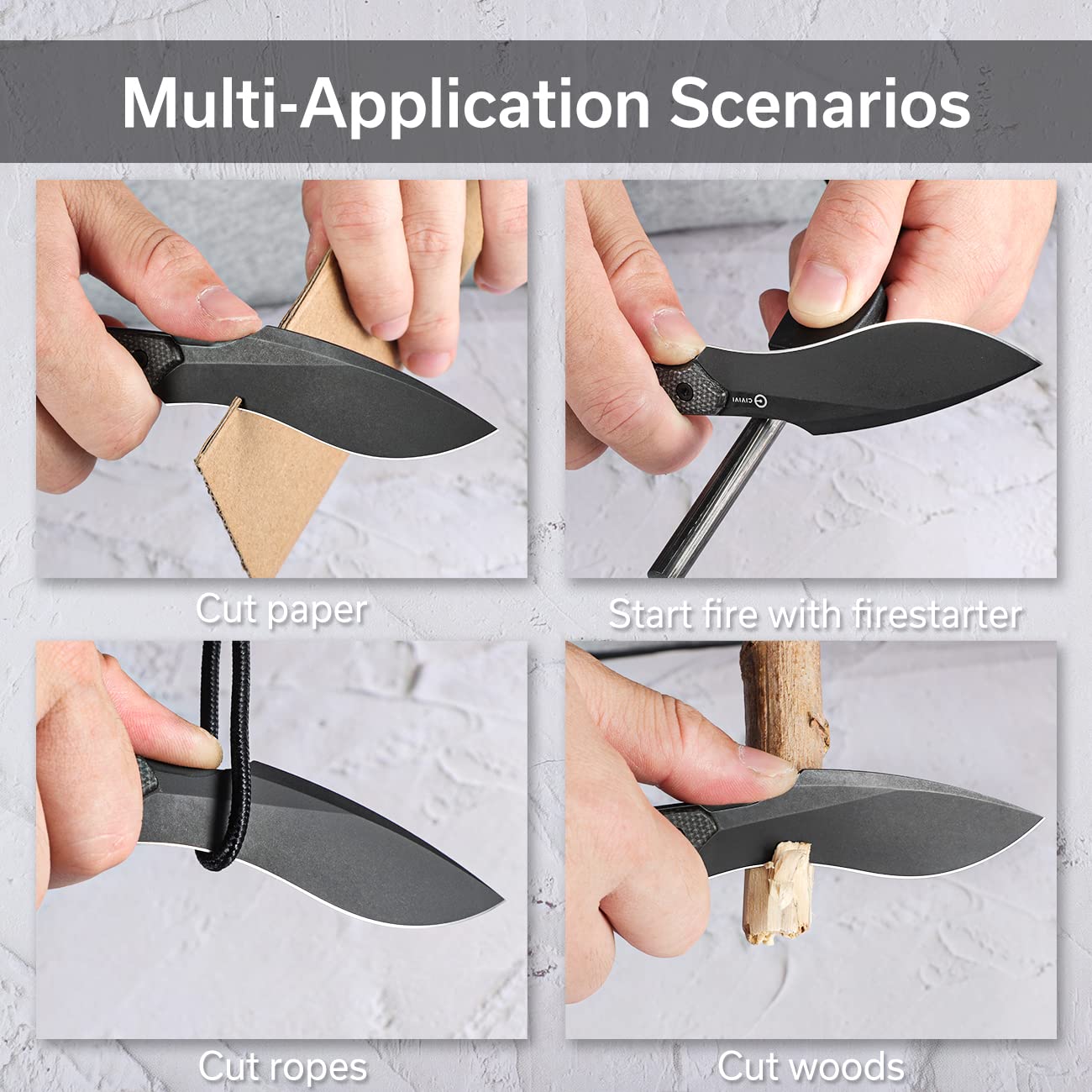 CIVIVI Vaquita II Fixed Blade Knife - EDC Pocket Knife with Sheath, Outdoor Camping & Hunting Survival Knife, Tactical Knife for Hiking, Fishing & Everyday Carry