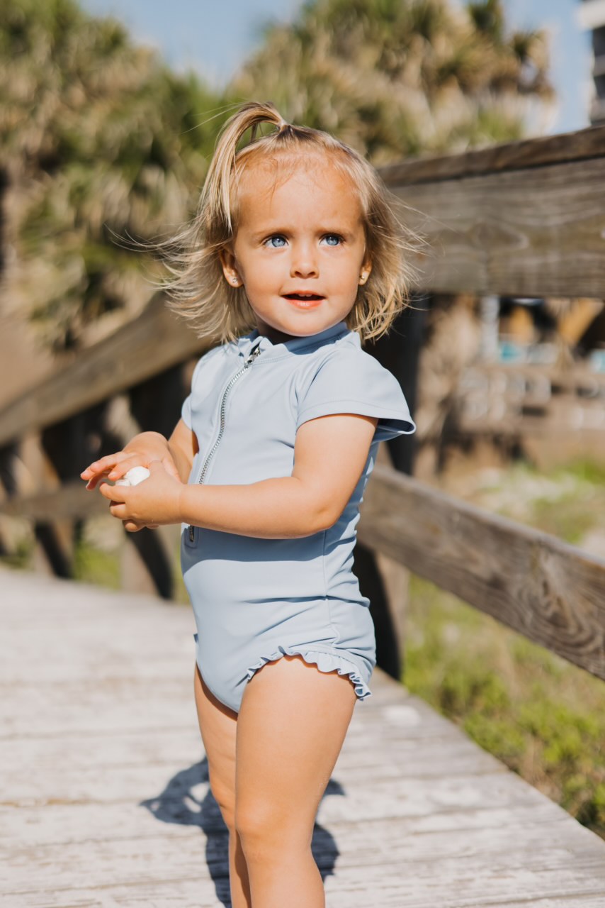 Baby Bella Twilight Blue Zipper One Piece Romper - Soft Cotton Infant Jumpsuit for Newborns & Toddlers - Perfect for Playtime, Daycare & Family Photos