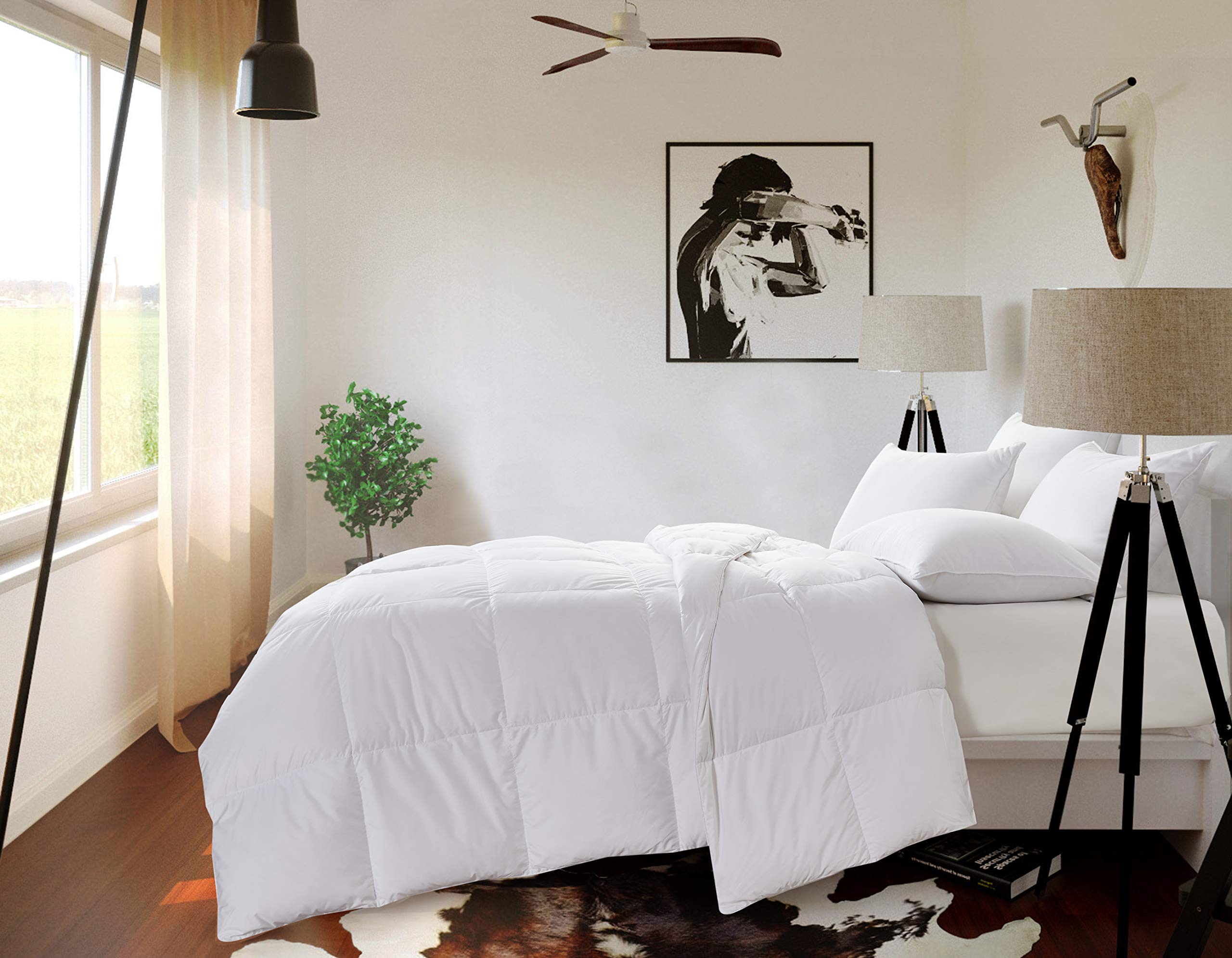 Kathy Ireland Ultra Soft Nano Touch All Season White Down Fiber Comforter - King Size, Hypoallergenic & Breathable for Year-Round Comfort - Perfect for Master Bedroom, Guest Room, and Luxury Hotels