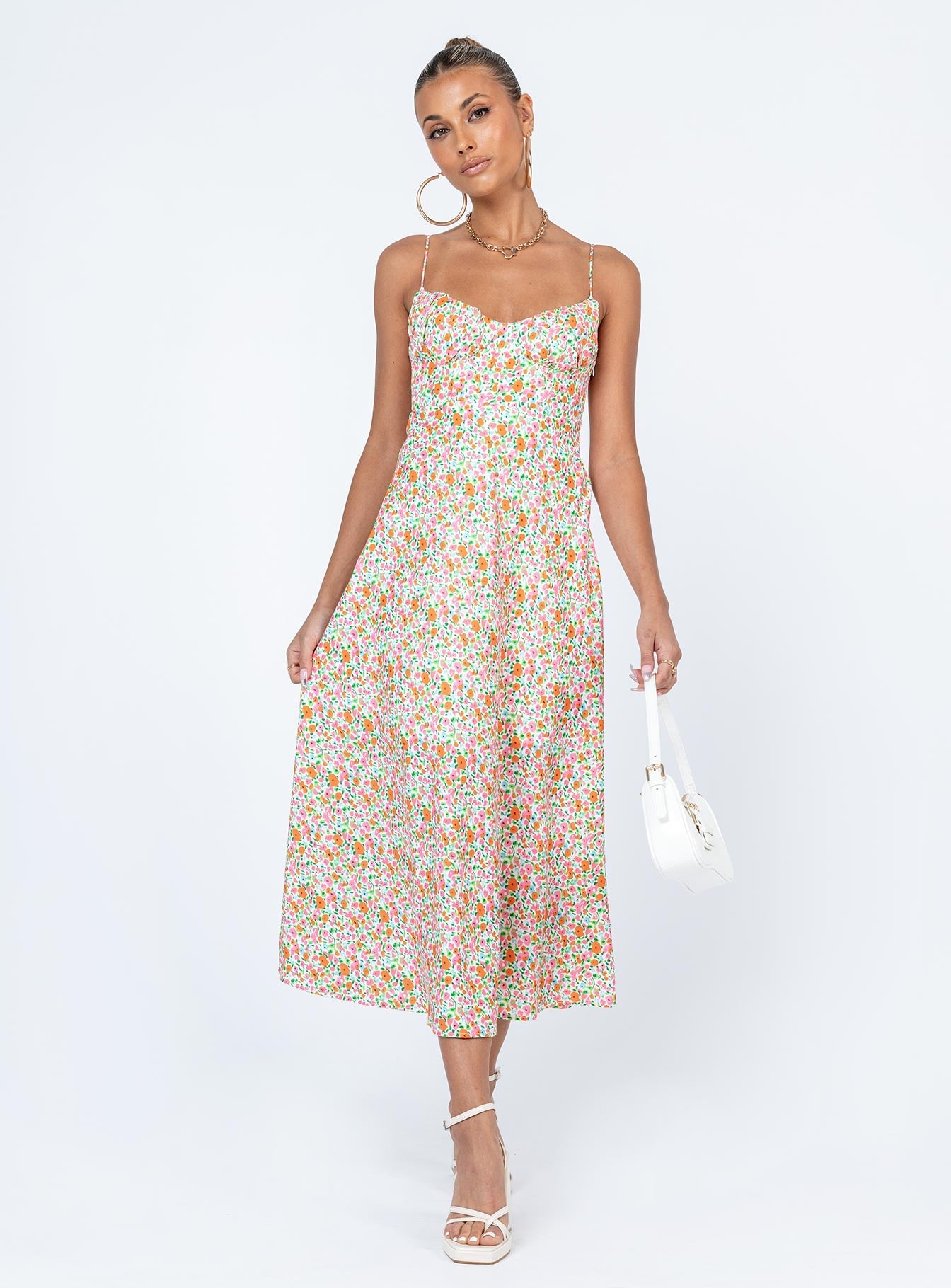 Amara Floral Print Midi Dress for Women - Elegant Summer Casual Dress for Parties, Dates & Office Wear