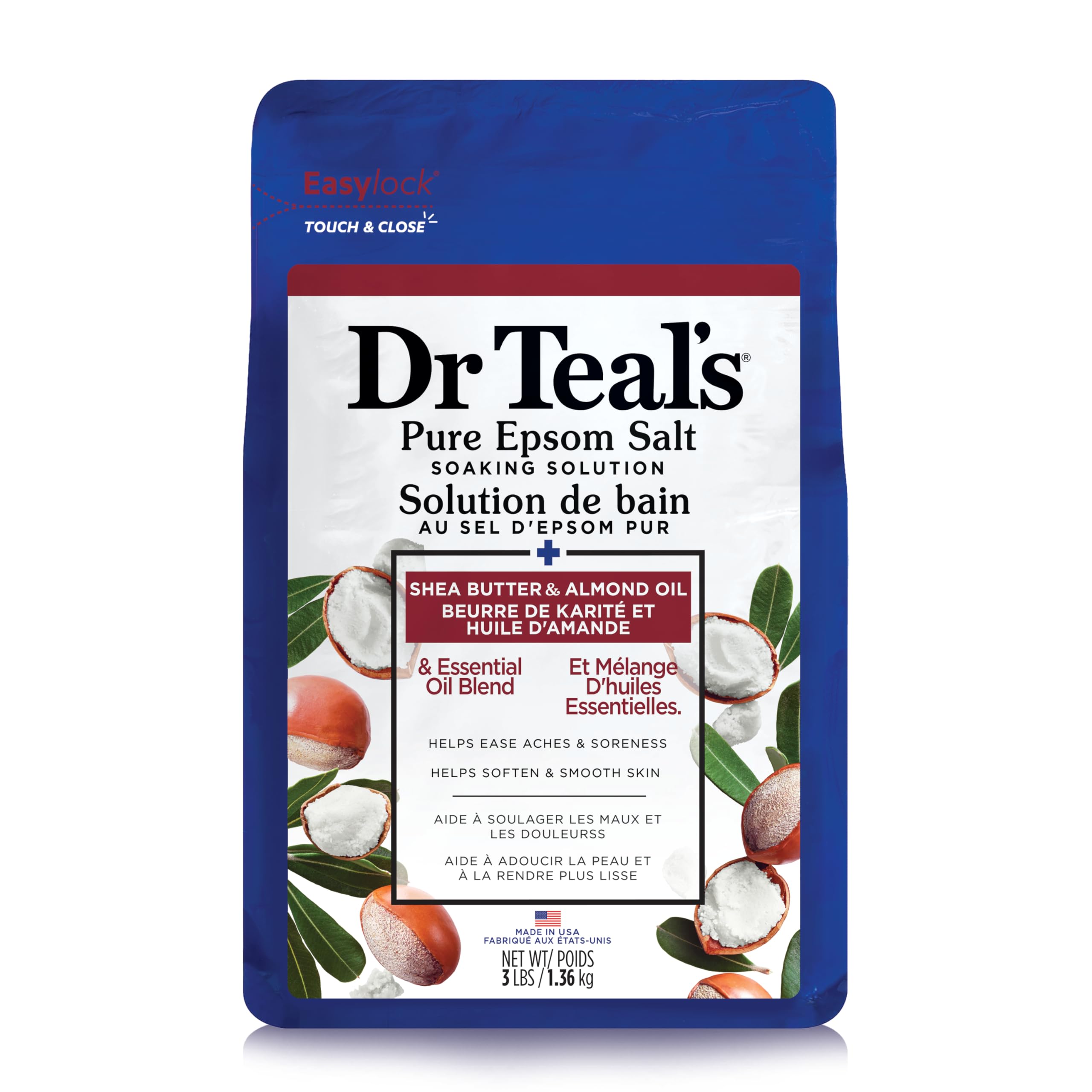 Dr Teal's Epsom Salt Soak Bundle - Elderberry & Shea Butter with Almond, 3 lbs Each - Relaxing Muscle Relief & Stress Relief for Bath, Spa & Self Care