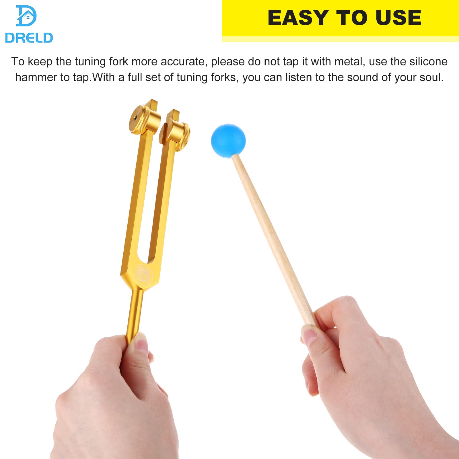9 Gold Weighted Chakra Tuning Fork Set - 8 Chakra & 1 Soul Purpose Forks with Hammer & Storage Bag | Sound Healing, Meditation & Energy Balancing Tool for Holistic Wellness
