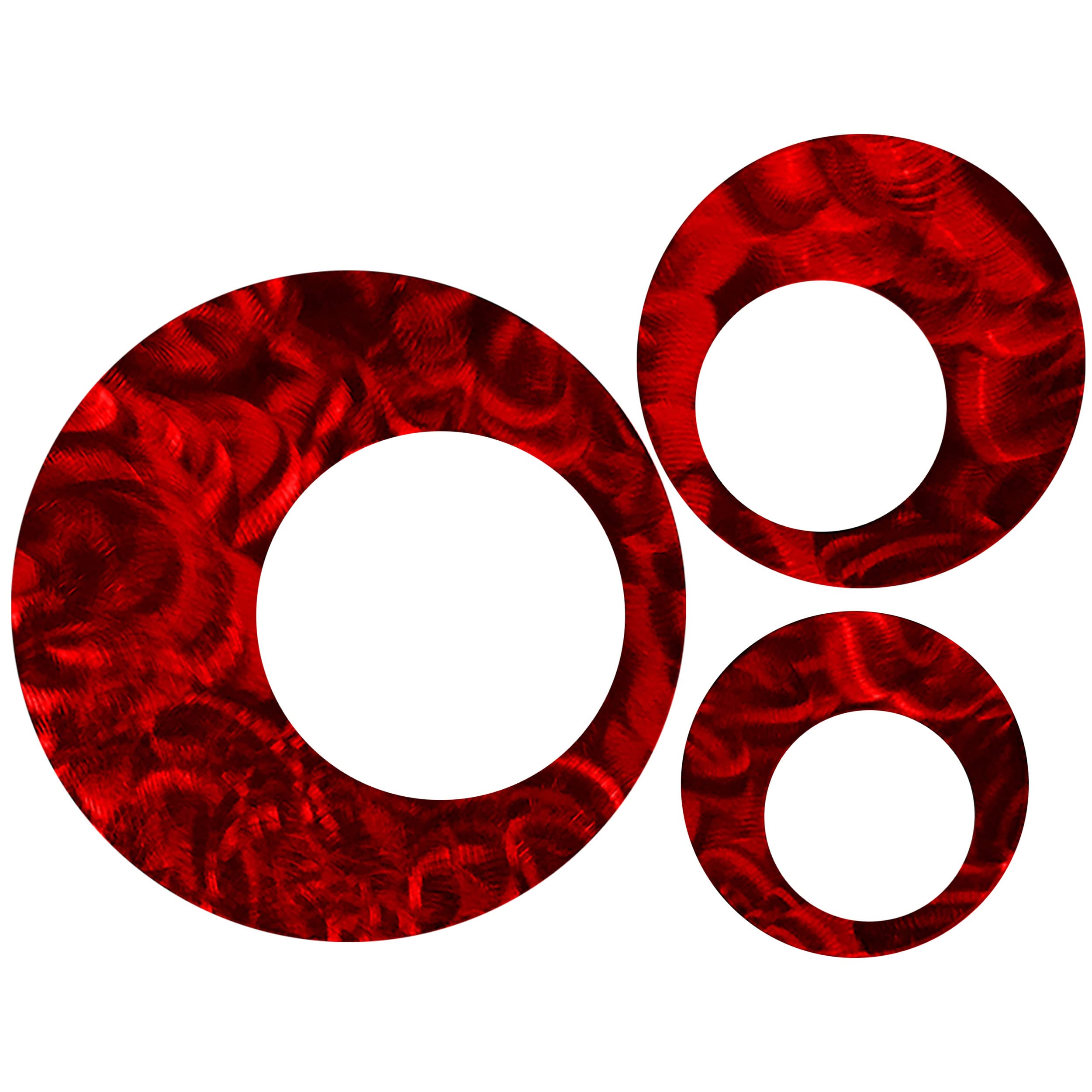 Modern Metal Wall Decor Set - Candy Red Circles Art for Living Room, Bedroom & Office | Contemporary Home Decor