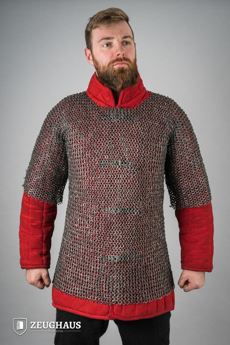 Flat Ring Riveted Chainmail Haubergeon - 9mm Titanium B Stock - Medieval Armor for LARP, Cosplay & Historical Reenactment