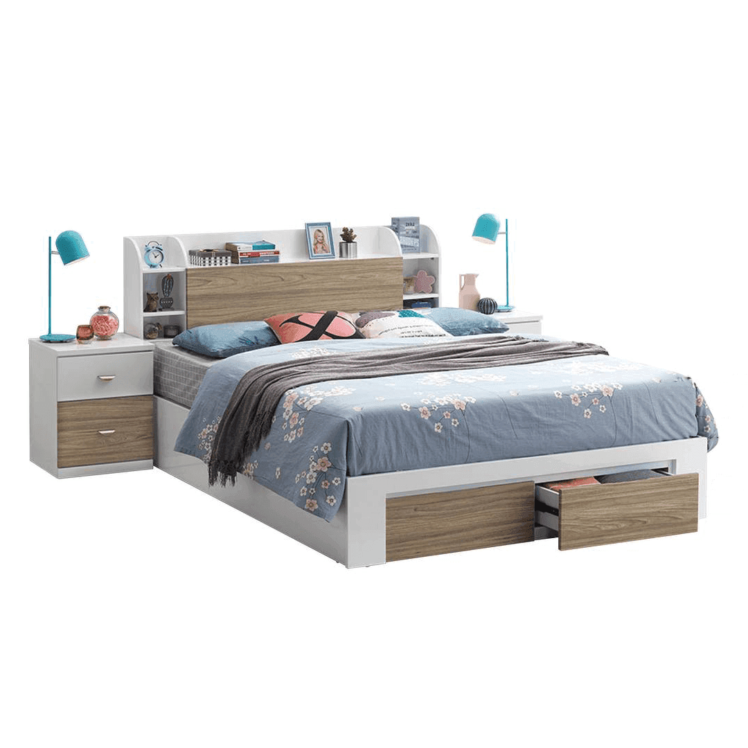 Hazel Queen Size Storage Bed Frame with Underbed Drawers - Modern Platform Bed for Small Spaces, Bedroom Organization & Extra Storage
