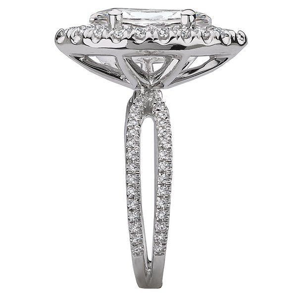 18KT White Gold 1/2 CTW Marquise Diamond Halo Split Shank Engagement Ring Setting - Perfect for 1 CT Center Stone, Ideal for Proposals & Weddings