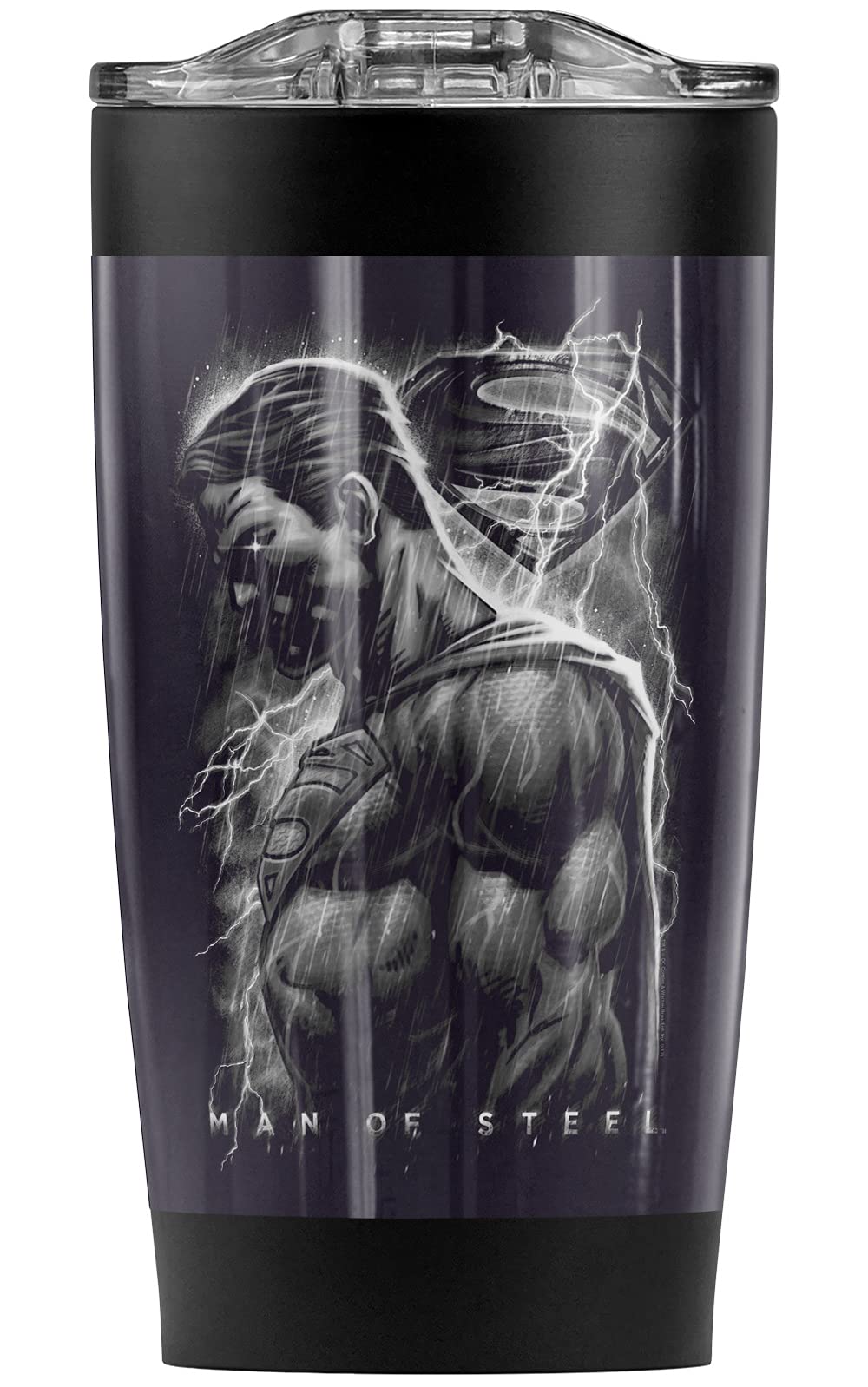 Superman Man of Steel Stainless Steel Tumbler 20oz - Vacuum Insulated Travel Mug with Leakproof Sliding Lid | Double Wall Insulation for Hot & Cold Drinks | Perfect for Coffee, Tea, Iced Beverages at Home, Office or Gym