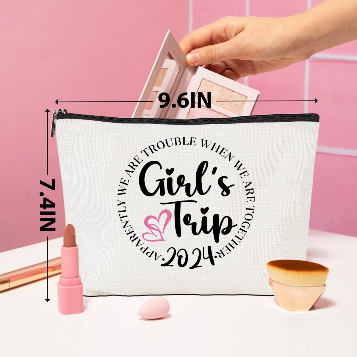 **Girls Trip Gifts 2024 - Cute Makeup Bag & Toiletry Pouch for Women - Perfect for Bachelorette Party, Birthday & Summer Vacation - Cosmetic Bag, Weekender Bag & Friendship Gift Idea**    *(Ideal for travel, beach trips, bridal showers, and girls' weekend getaways!)*