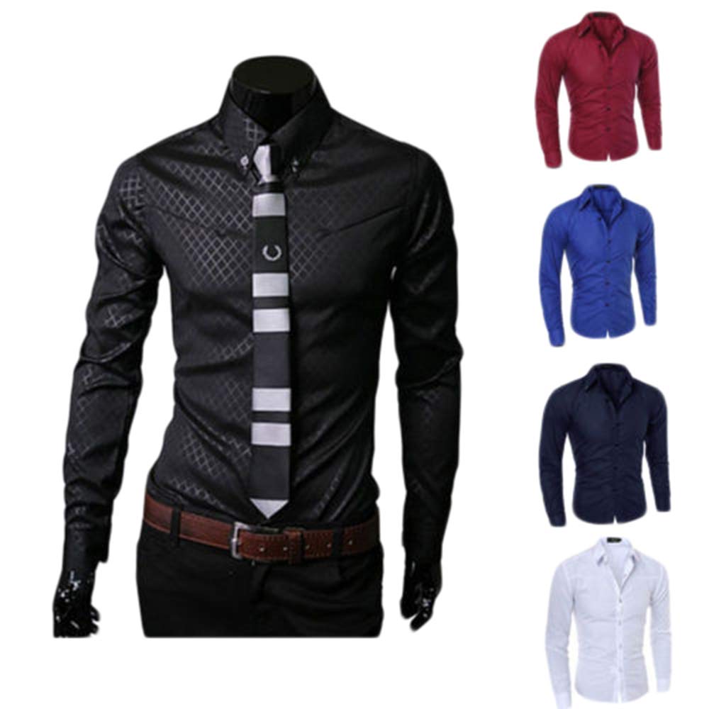 Premium Men's Slim Fit Business Dress Shirt - Long Sleeve Button Down Shirt for Summer | Solid Color Formal Office Wear | Ideal for Business Meetings, Interviews & Professional Occasions