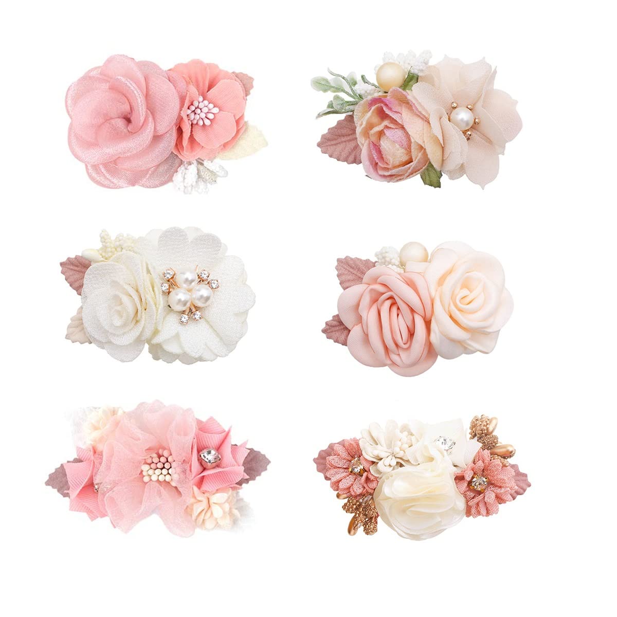 6Pcs Floral Hair Clips Set for Girls - Cute Flower Hair Bows for Baby, Toddler & Teen - Perfect Gift for Birthdays & Parties (Flower Style-G) - Great for School, Weddings & Everyday Styling