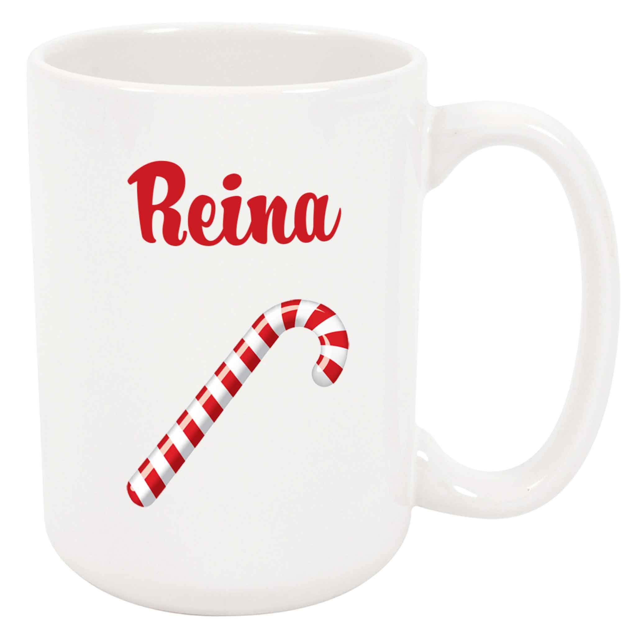 Festive Reina Candy Cane Christmas Coffee Mug - 12oz Ceramic Holiday Cup for Hot Cocoa, Tea & Coffee - Perfect for Xmas Gifts, Office Parties & Cozy Winter Mornings