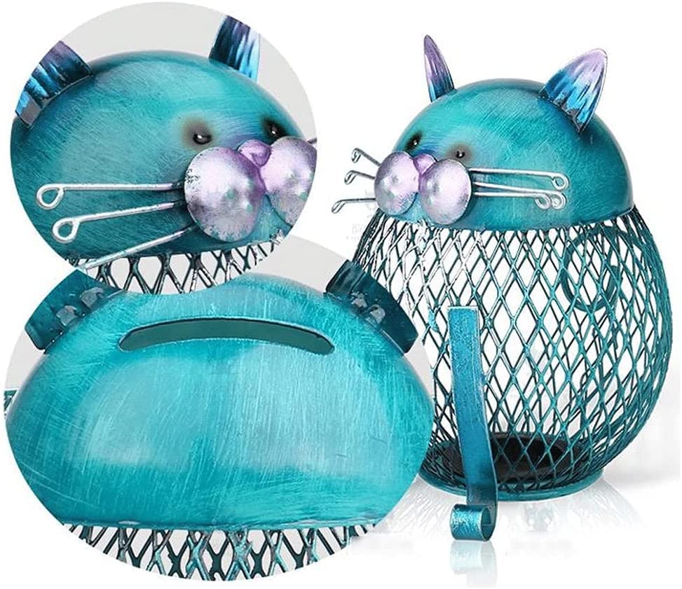 Pineapple & Animal Shaped Piggy Banks for Kids, Boys, Girls & Adults - Vintage Wrought Iron Money Jar with Hollow Coin Slot - Creative Savings Bank for Birthday Gifts, Allowance Tracking & Financial Education (Owl, Cat Designs)