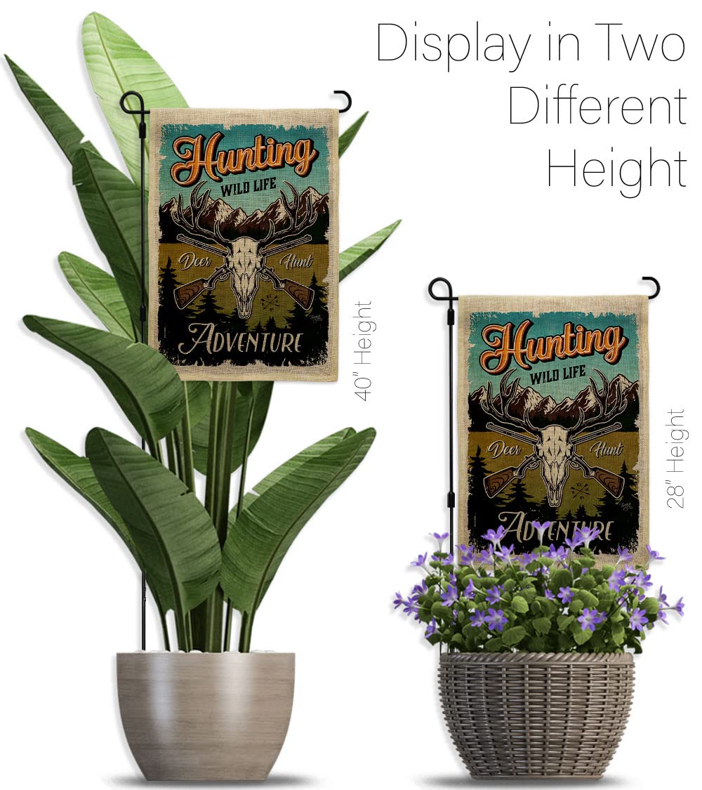 Wildlife Adventure Burlap Garden Flag Set - Double-Sided Deer Bear Wolf Design with Stand | Outdoor Farm Animal Decor for Yard, Patio & Garden | Made in USA | Perfect for Nature Lovers & Country Home Decor