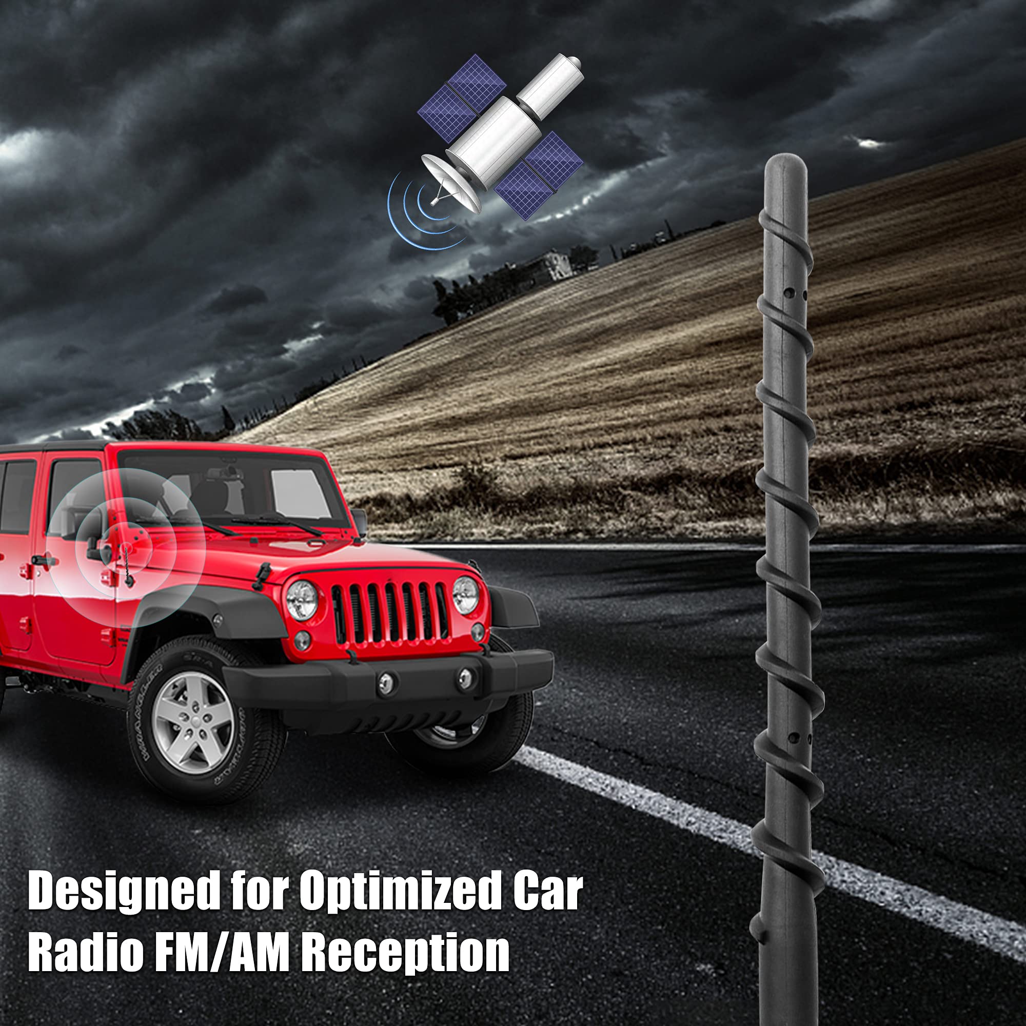 8 Inch Short Antenna for 2007-2025 Jeep Wrangler & Gladiator (JK JL JT) - Compatible with Rubicon, Sahara, Mojave, Sport, Willys & 4xe Models - Durable Stubby Replacement Antenna Accessory - Perfect for Off-Roading & Daily Driving