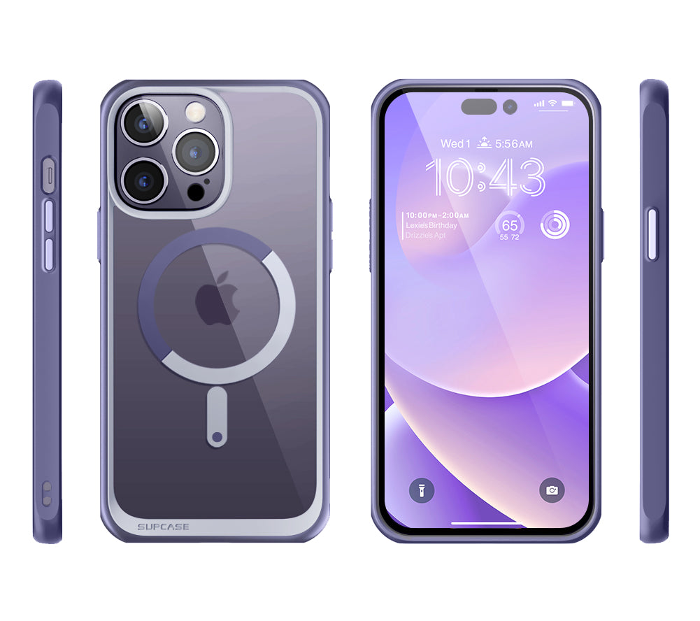 iPhone 14 Pro Max 6.7 Inch Unicorn Beetle MAG Slim Clear MagSafe Case - Shockproof Protective Cover with Magnetic Alignment (Deep Purple) | Perfect for Daily Use, Travel & Wireless Charging