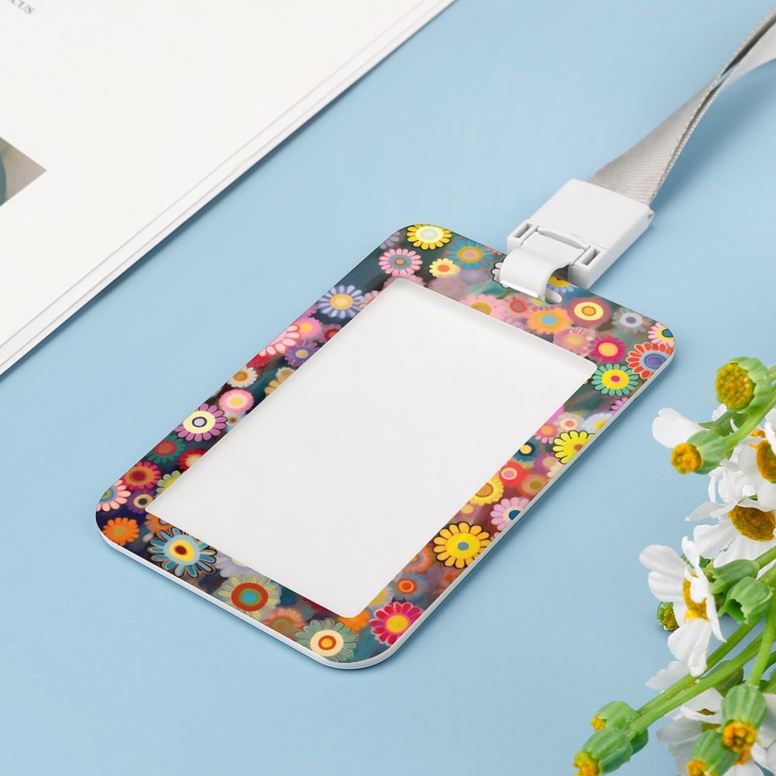 Funny Flower Couture ID Badge Holder with Detachable Neck Lanyard - Office Accessories for Staff & Employees - Perfect for Work, Conferences & Security Identification