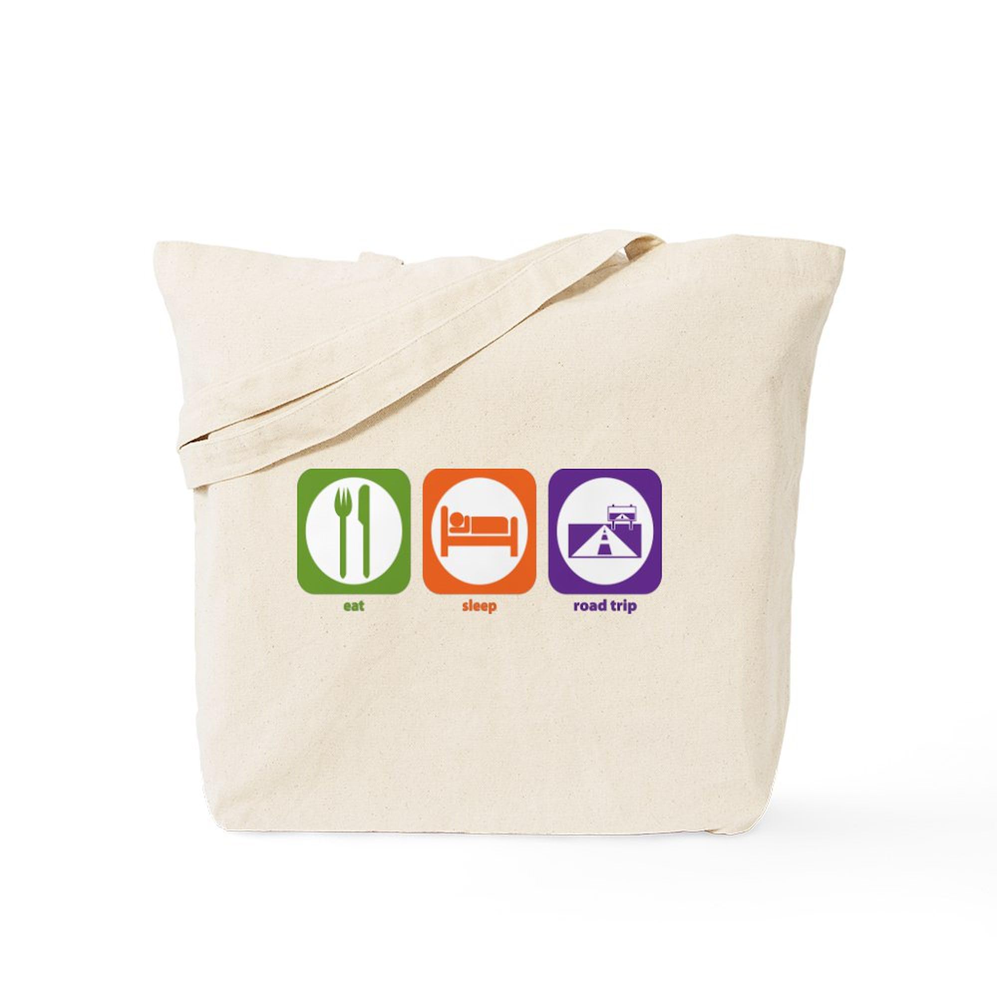 Eat Sleep Road Trip Tote Bag - Natural Canvas Reusable Shopping Bag for Travel, Beach & Grocery | Eco-Friendly Carryall for Women & Men