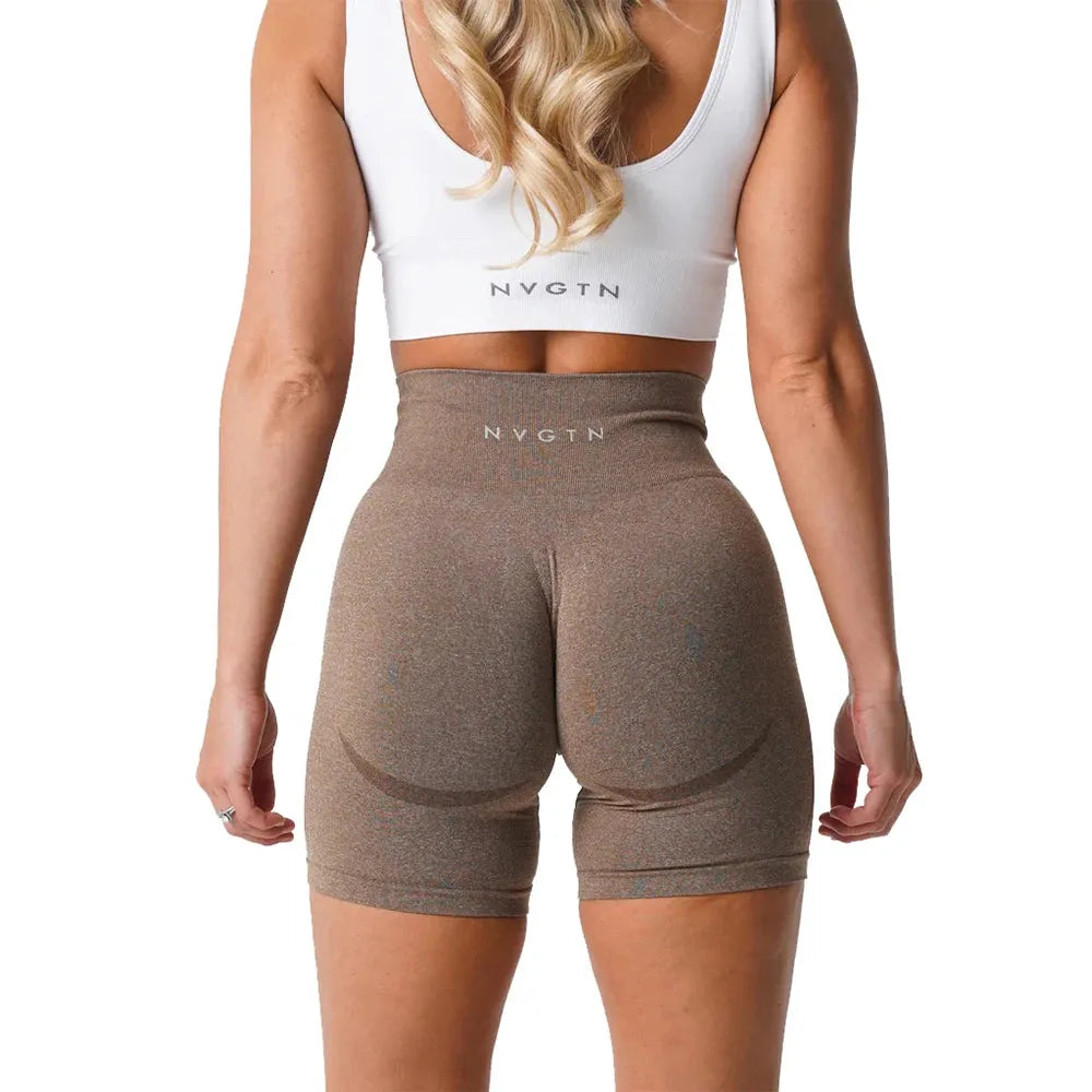 NVGTN High Waisted Seamless Shorts for Women - Smile Contour Yoga Biker Shorts | Perfect for Gym, Workout & Casual Wear