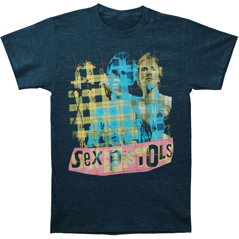 Men's Sex Pistols Plaid Photo Logo Graphic T-Shirt | Punk Rock Band Tee | Vintage Style Cotton Shirt for Concerts & Casual Wear
