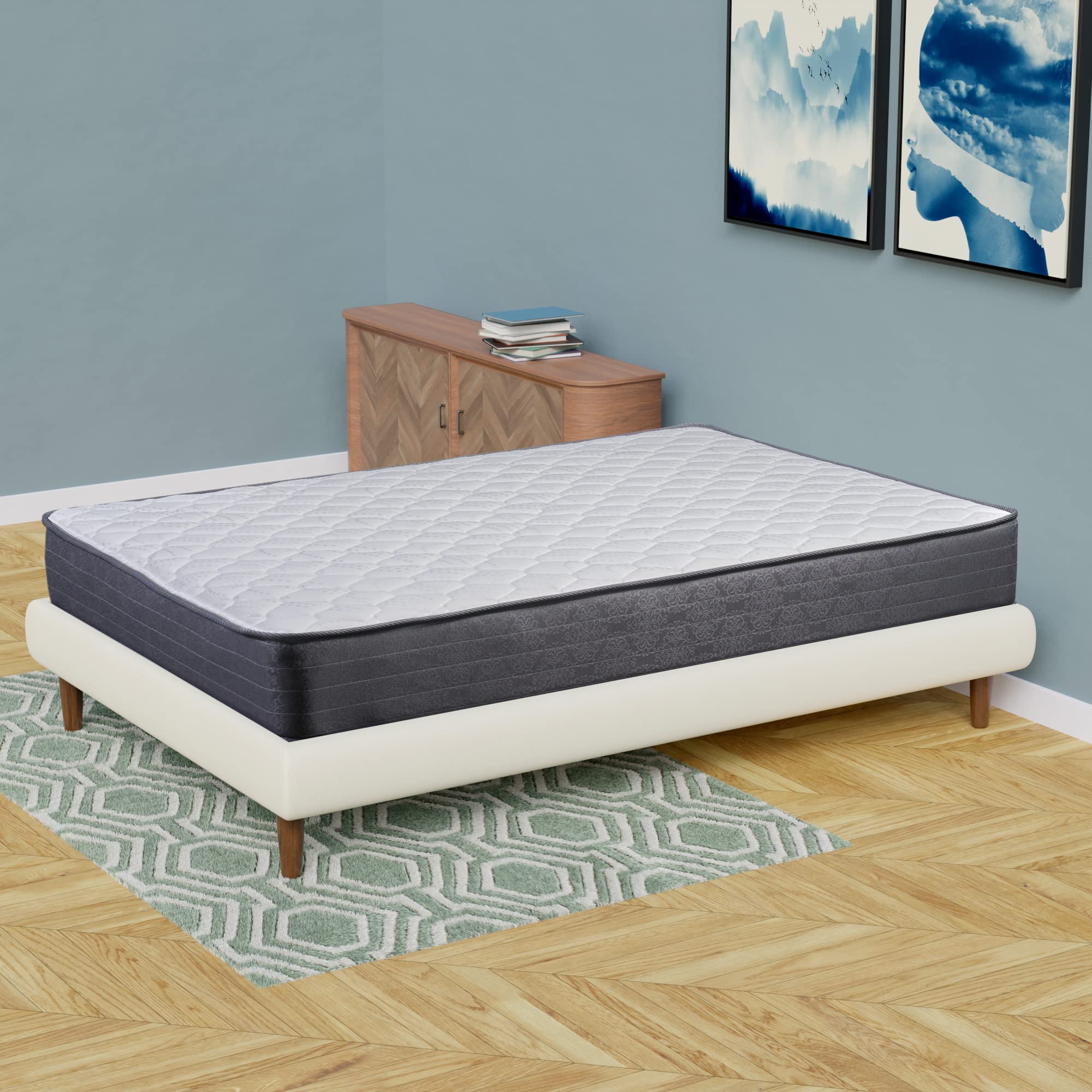 Nutan 9-Inch Twin Size Medium Plush Mattress with Pocketed Coil Support & Removable Cover - Perfect for Guest Beds, Dorm Rooms & Small Spaces