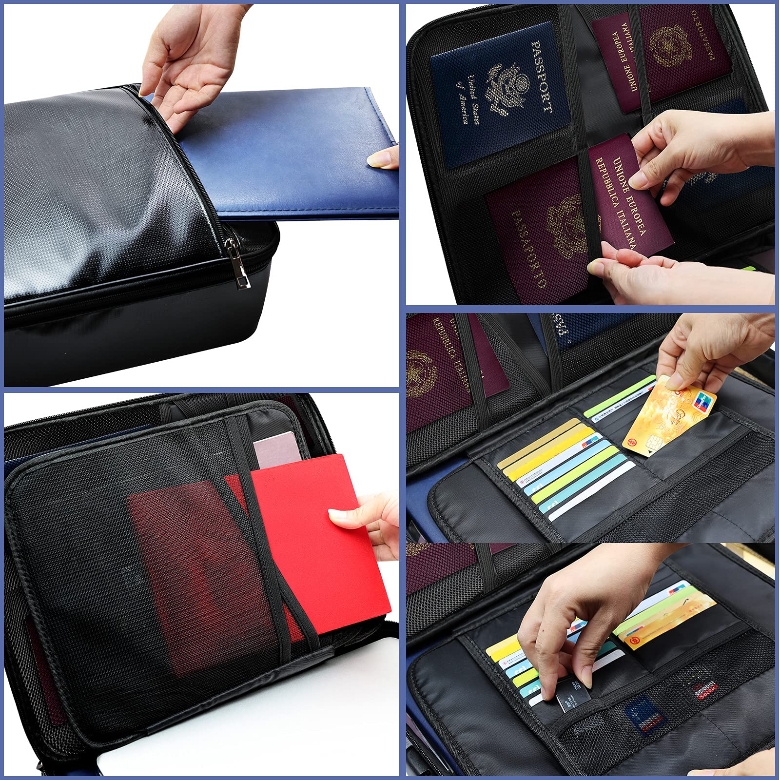 Fireproof Document Organizer Box with Lock - Waterproof & Portable File Storage Bag for Passport, Laptop, Certificates - Secure Home, Office & Travel Use for Important Files & Documents