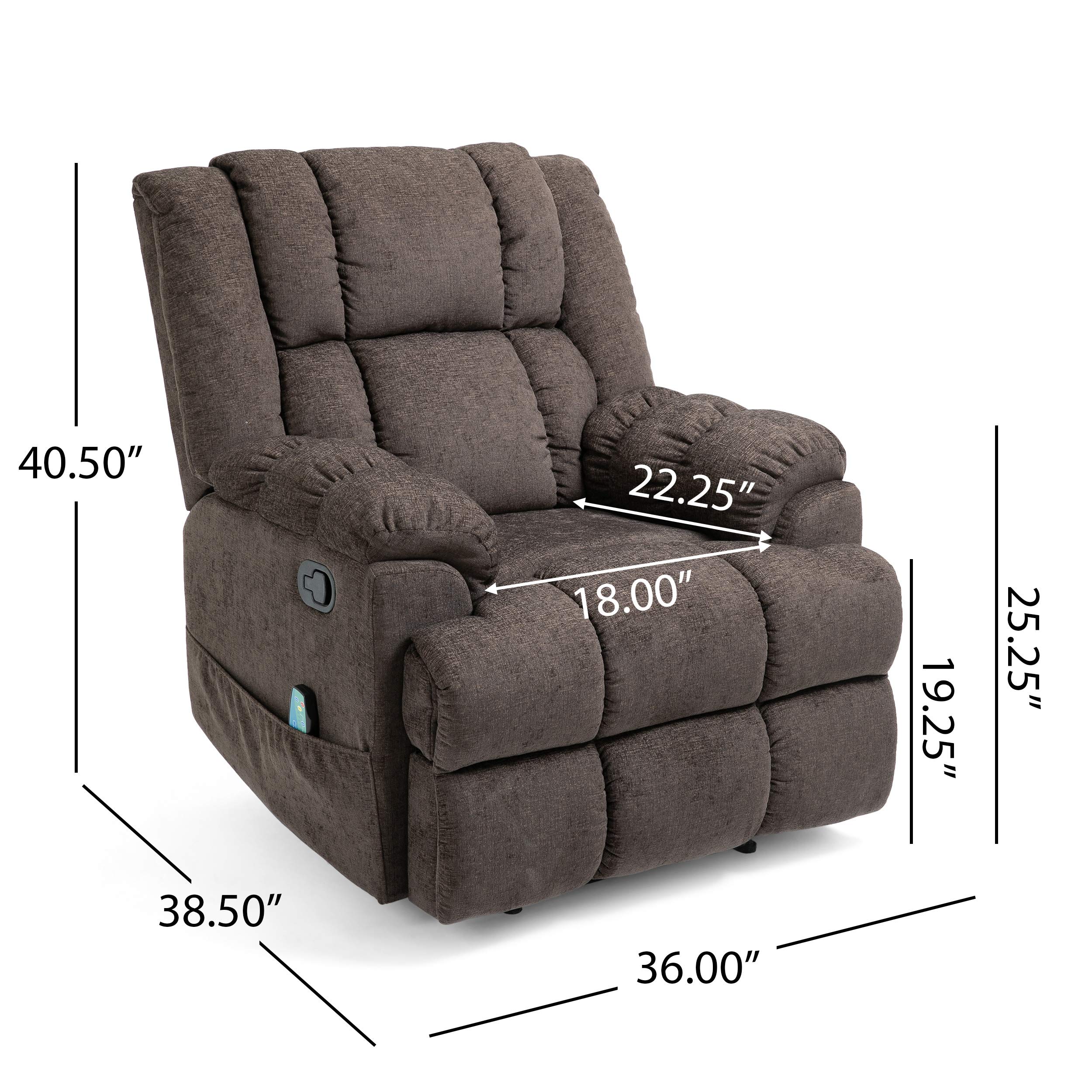 Christopher Knight Home Coosa Massage Recliner Chair - Brown & Black Leather Power Lift Recliner with Heat & Vibration for Living Room, Home Theater & Office Relaxation