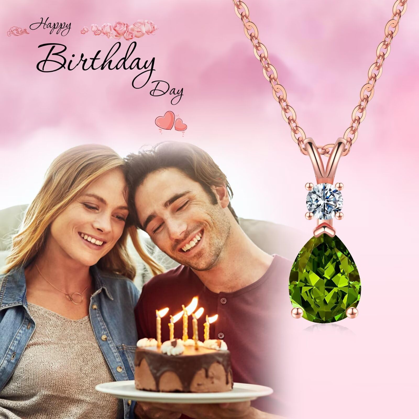 1.25 Ct Pear Birthstone Necklace for Women - 18K White Gold Plated S925 Sterling Silver with Genuine/Created Gemstone - Elegant Birthday Gift for Her, Perfect for Anniversaries, Valentine's Day & Special Occasions