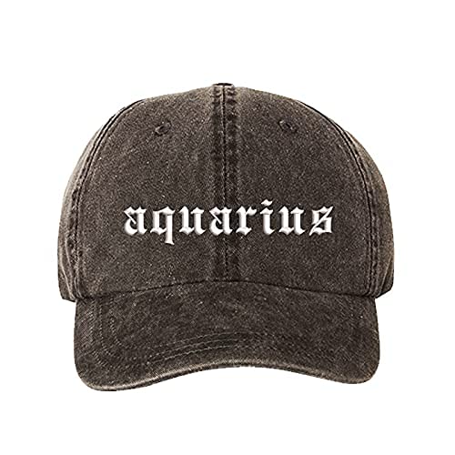 DSY Lifestyle Aquarius Unisex Washed Embroidered Baseball Cap - Trendy Adjustable Cotton Hat for Men & Women - Perfect for Outdoor Activities, Sports, and Casual Wear