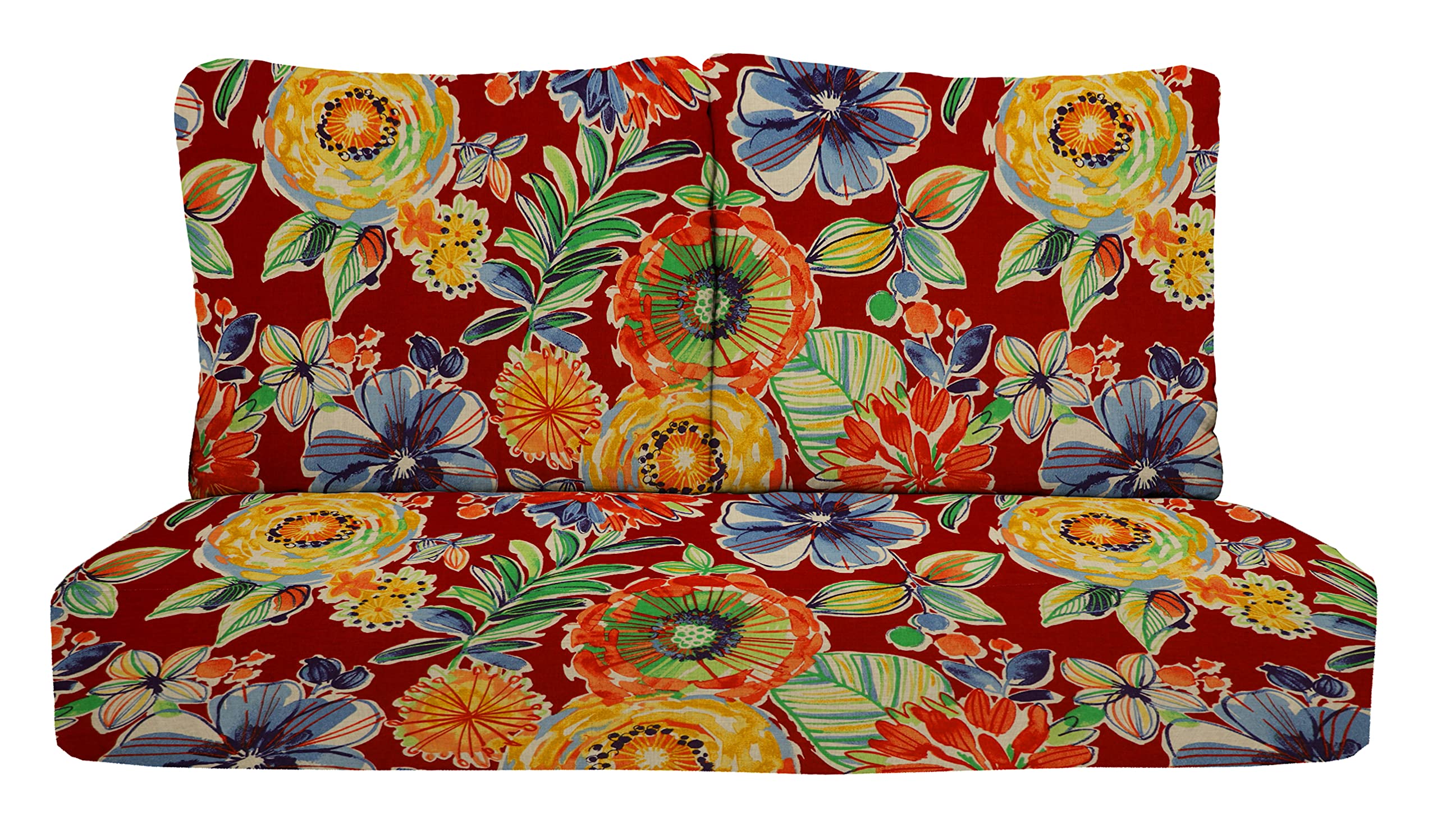 RSH DECOR: 46” x 26” Deep Seating Loveseat Cushion Set - All-Weather Spun Fabric, Outdoor Foam Settee with Pillow Back Cushions for Patio Furniture (Colsen Berry) - Perfect for Outdoor Lounging, Garden Relaxation & Backyard Decor