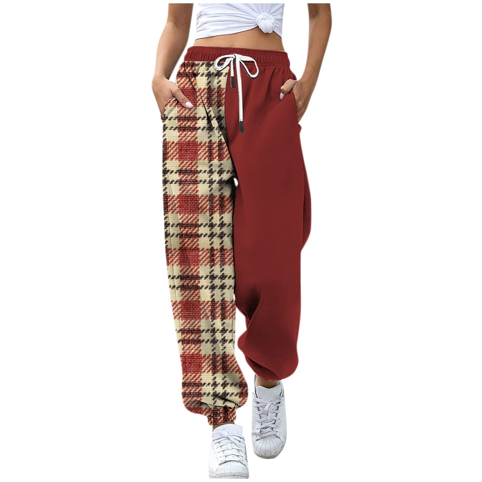 Xiloccer Women's Casual Retro Drawstring Loose Sweatpants - Soft Joggers for Running, Workout & Lounge - Comfortable Elastic Waist Lounge Pants for Yoga, Travel & Home Wear