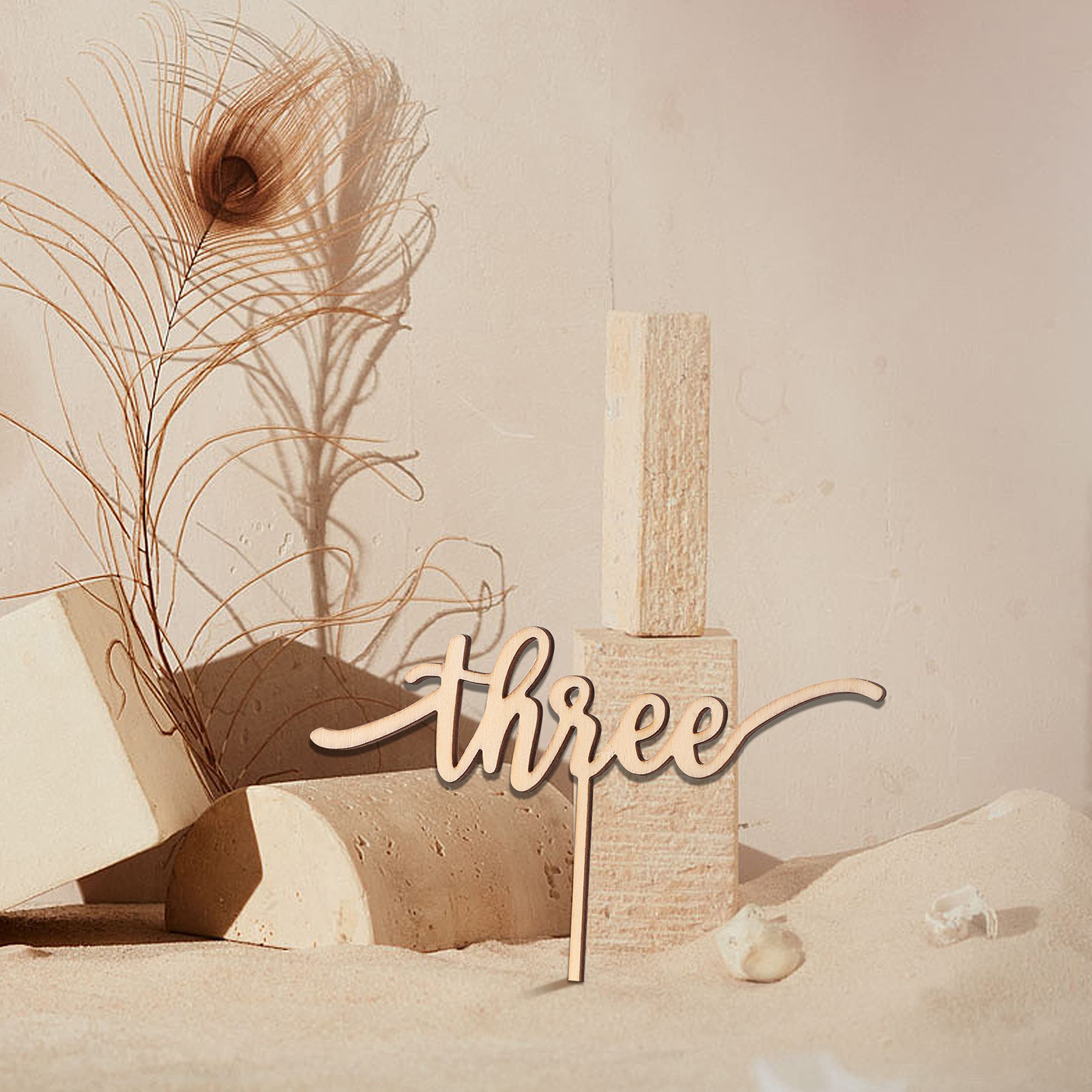 Wooden 3-Year Anniversary Cake Topper - Rustic Birthday Cake Decorations, Smash Cake Topper for Photo Booth Props & Cake Decorating Supplies | Perfect for 3rd Birthday Parties, Anniversary Celebrations & Photo Shoot Backdrops