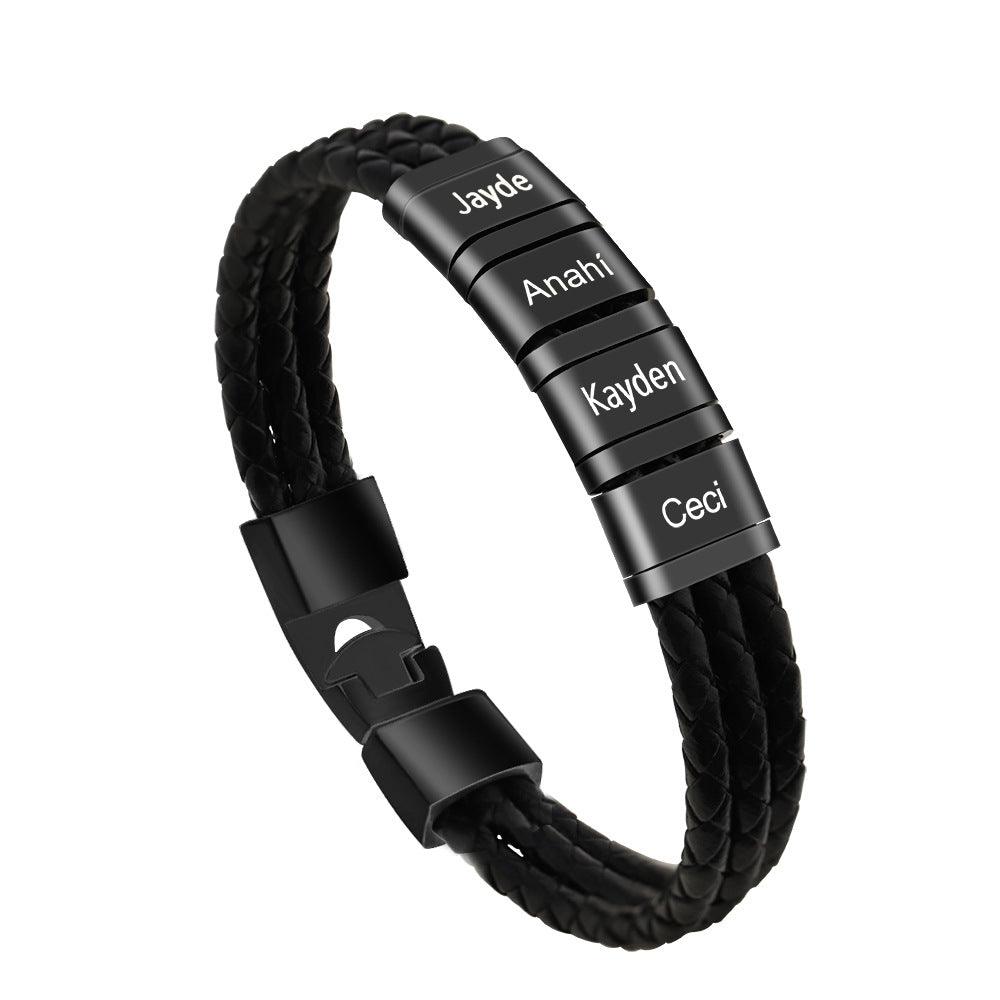 Stainless Steel Leather Woven Bracelet for Men & Women - Durable Adjustable Unisex Wristband for Casual Wear, Outdoor Activities & Fashion Accessories