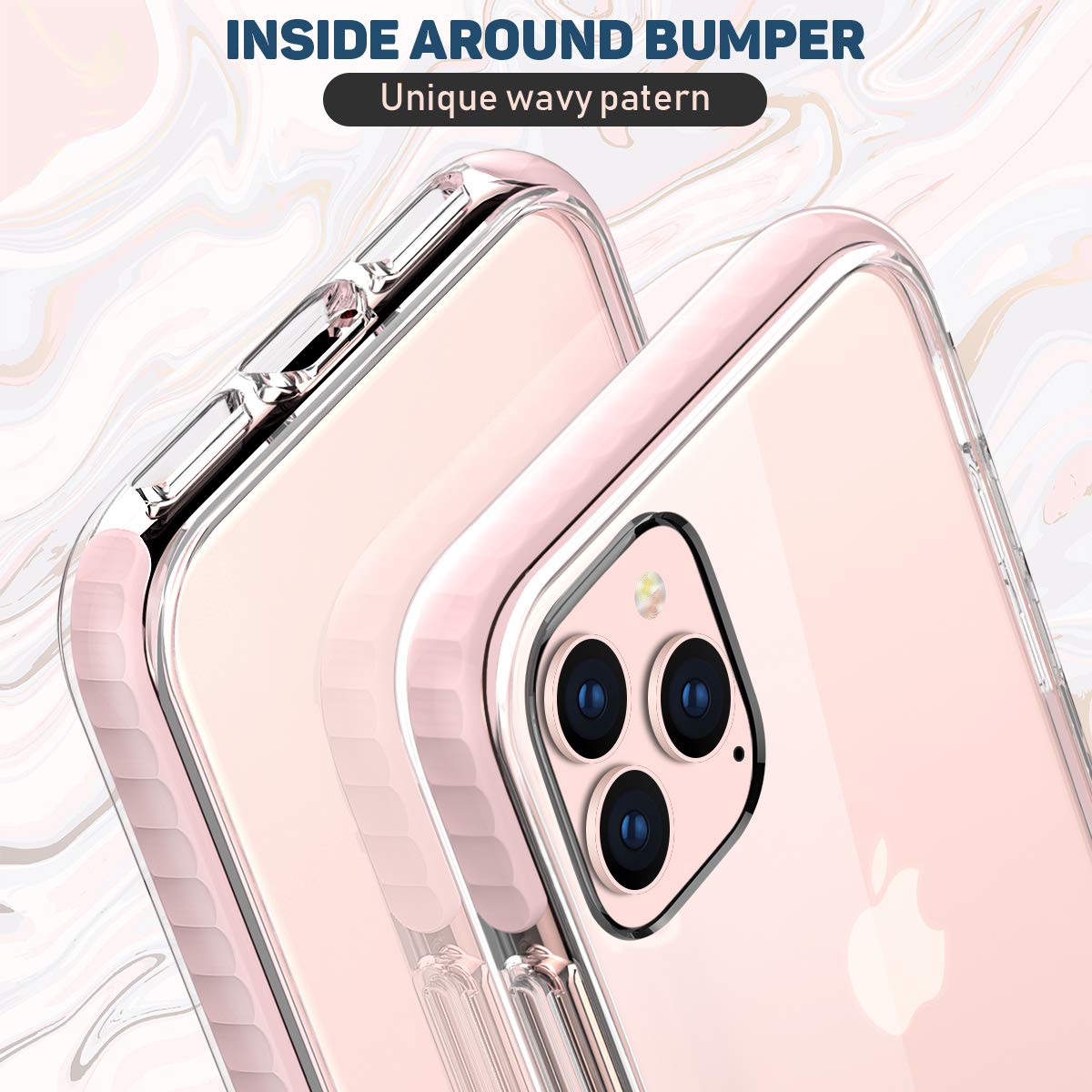 MATEPROX iPhone 11 Pro Max Case - Clear Thin Slim Crystal Transparent Shockproof Bumper Cover for iPhone 11 Pro Max 6.5 Inch (Pink) | Perfect for Daily Protection, Work & Outdoor Activities