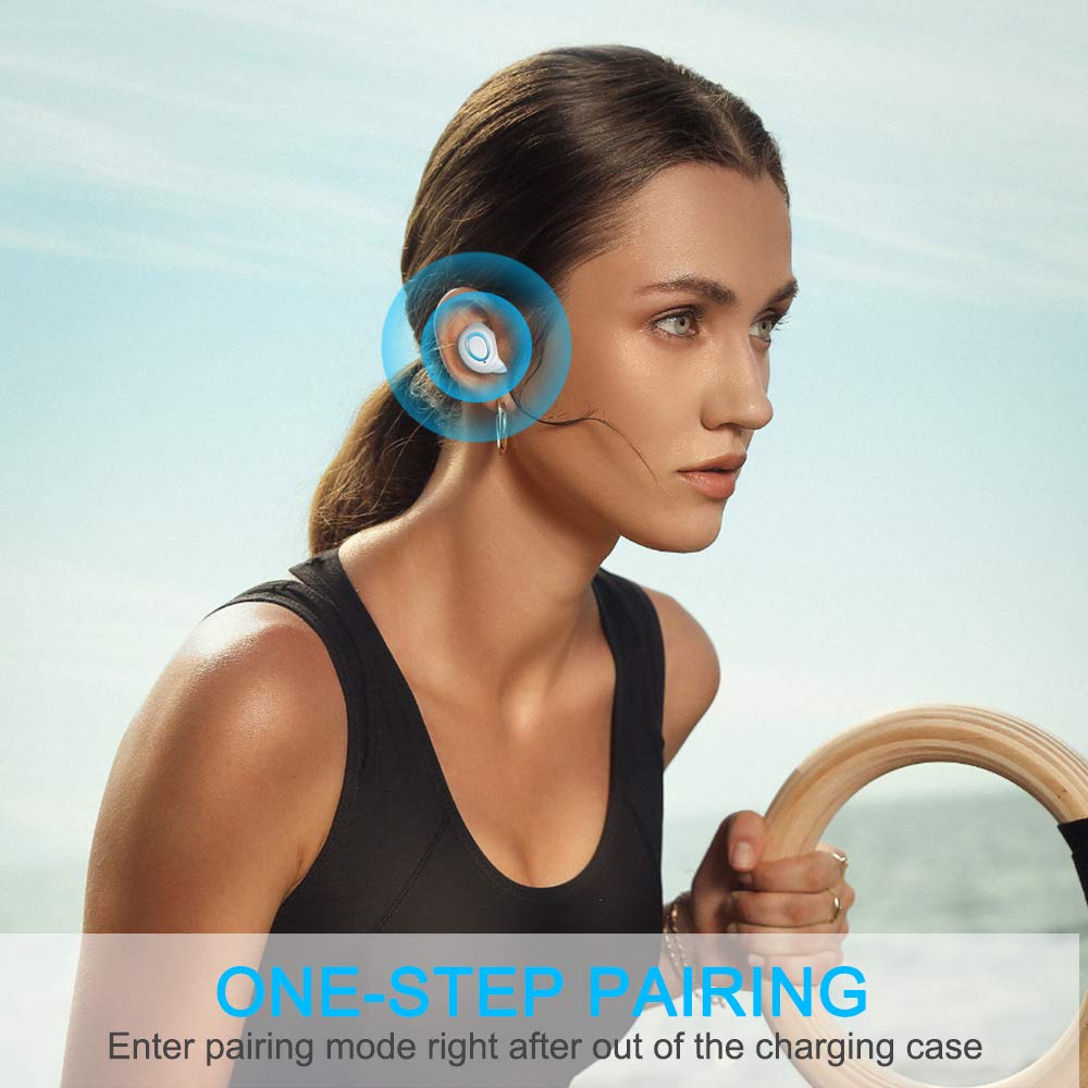 Motast Wireless Earbuds Bluetooth 5.1 with 140H Playtime, Stereo Noise Cancelling Headphones, IP7 Waterproof Sport Earphones with Mic & USB-C Charging (Rose Gold) - Perfect for Running, Gym Workouts & Travel