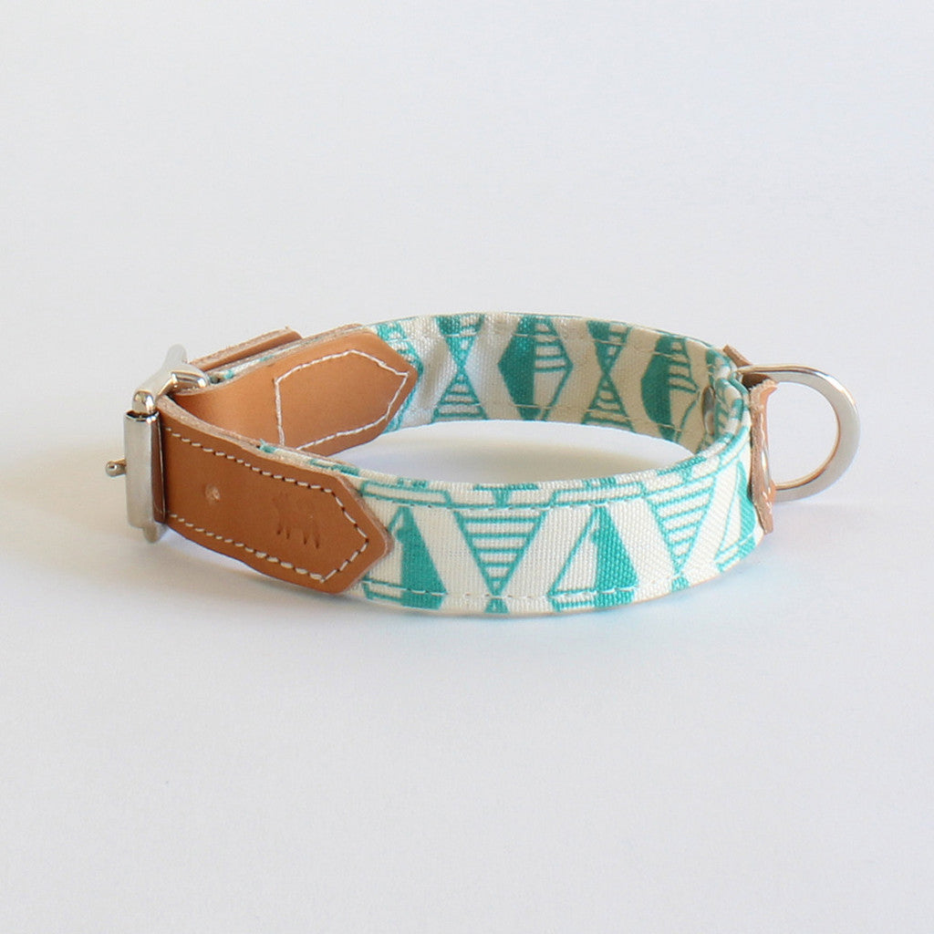 Hiro+Wolf Geo Green Dog Collar - Durable & Stylish Pet Collar for Small to Medium Dogs - Perfect for Daily Walks, Training & Outdoor Adventures